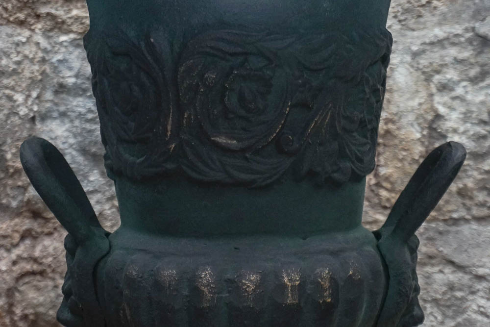 Metal Urn Planters on Pedestals