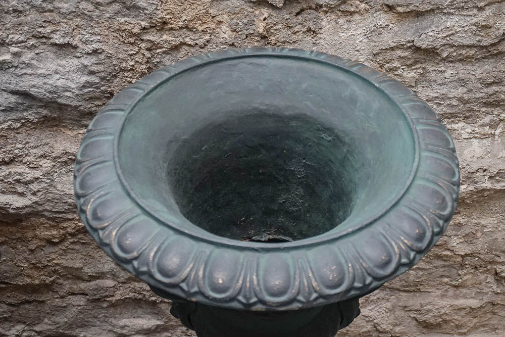 Metal Urn Planters on Pedestals