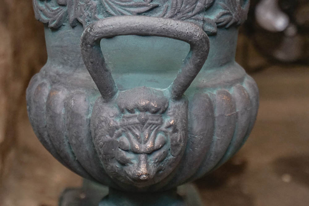 Metal Urn Planters on Pedestals