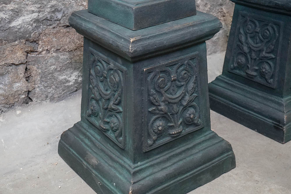Metal Urn Planters on Pedestals