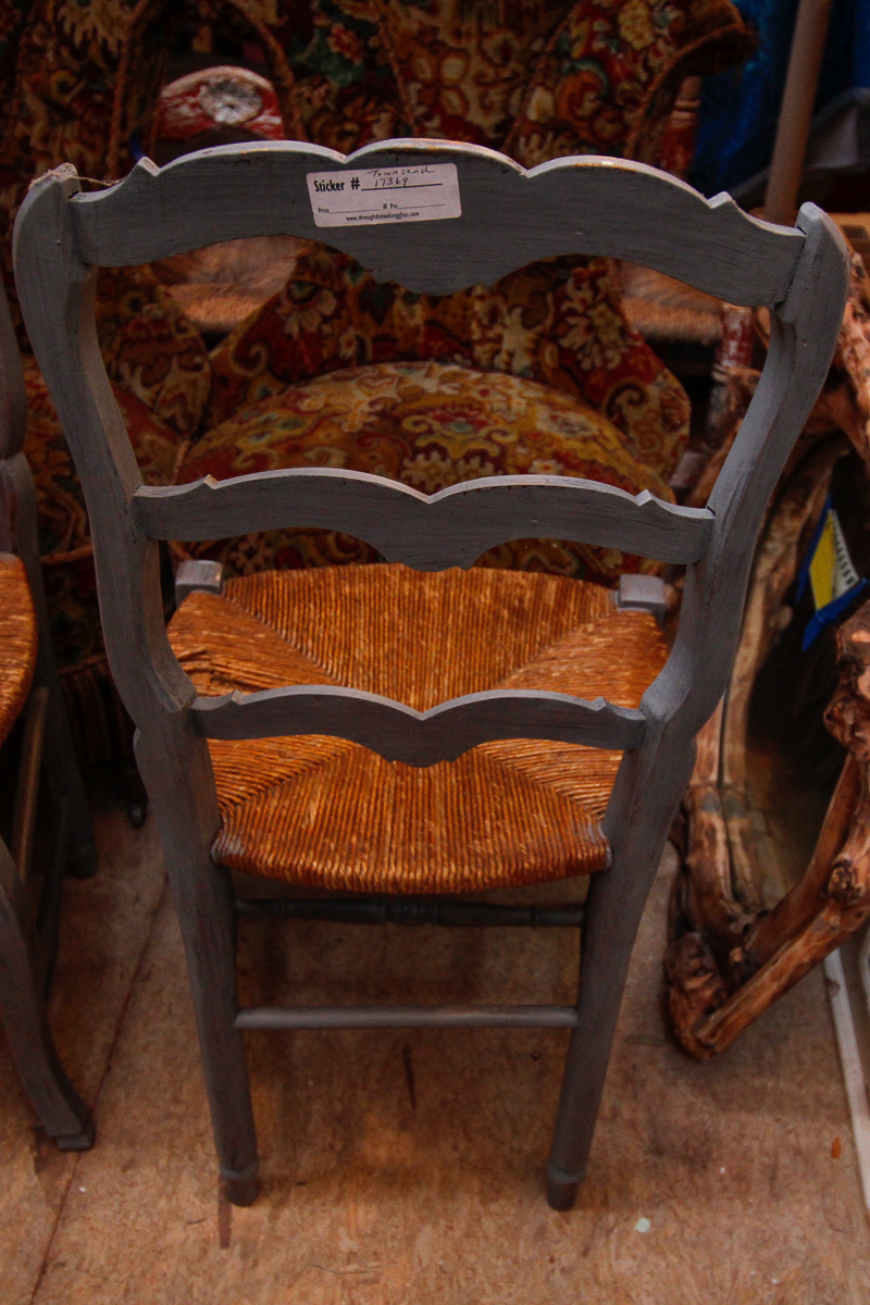 Two Painted Rush Seat Side Chairs