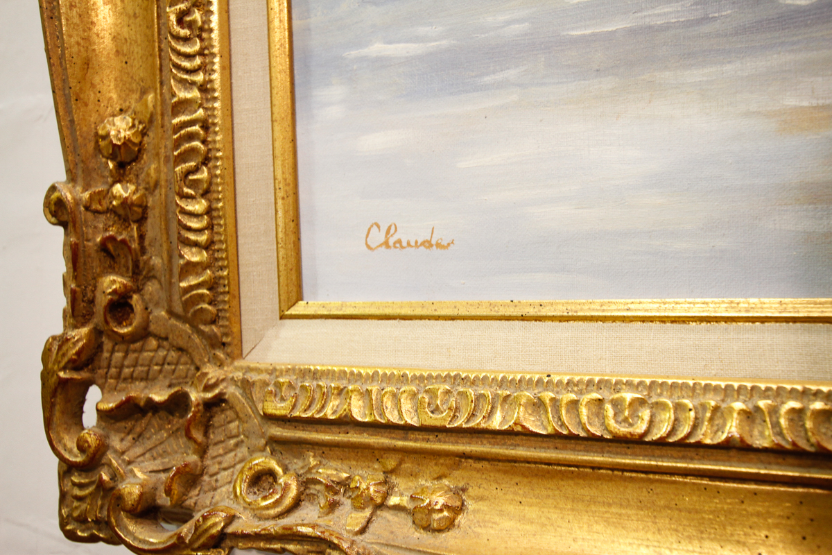 Claude Signed Contemporary Impressionistic Oil on Canvas