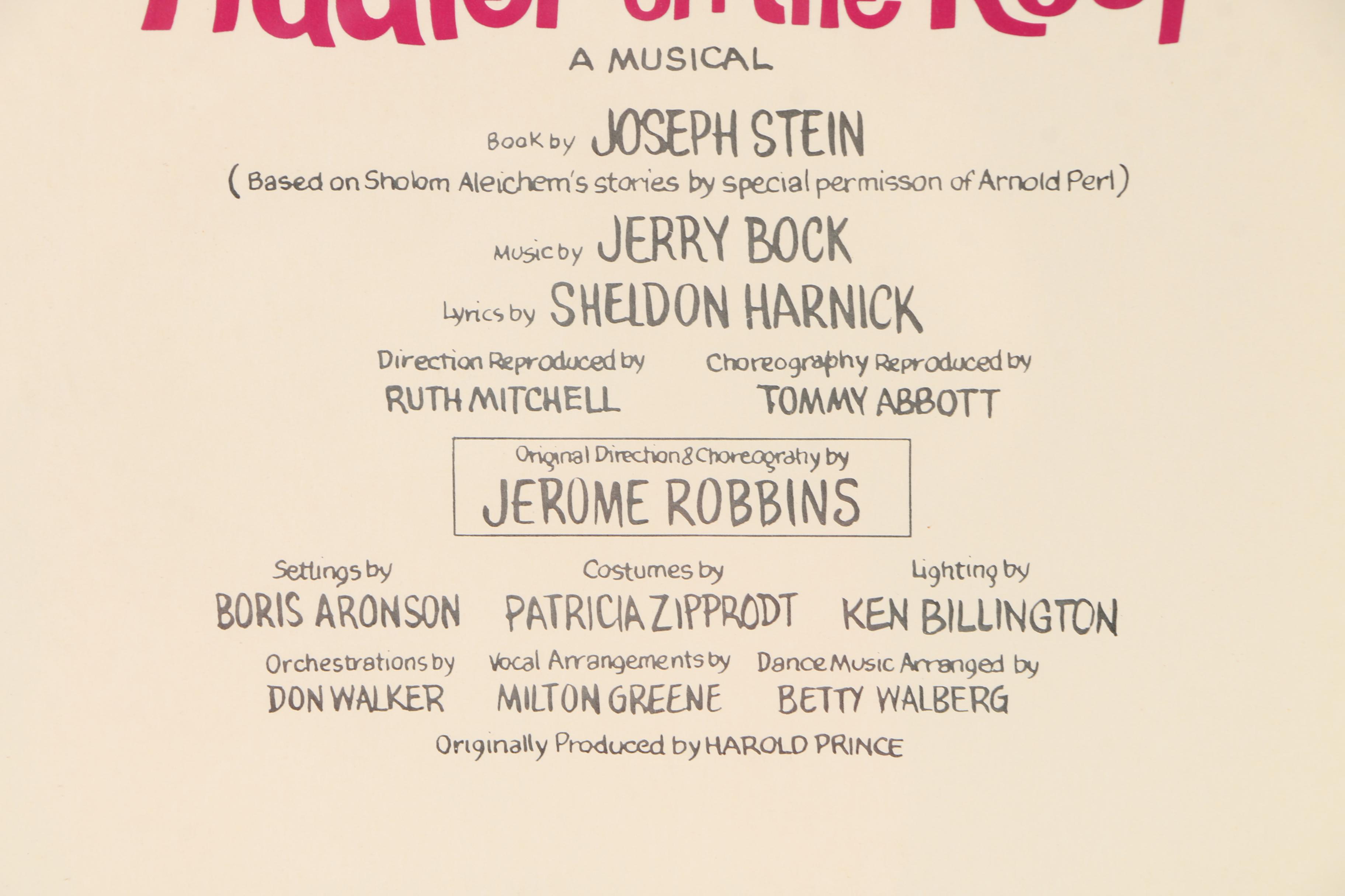 Broadway Poster for "Fiddler On The Roof" with Zero Mostel