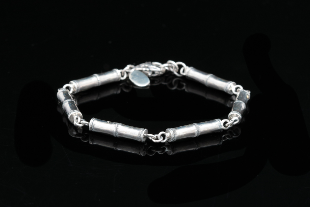 Robert Manse Sterling Silver and  18K Gold Bamboo Bracelet