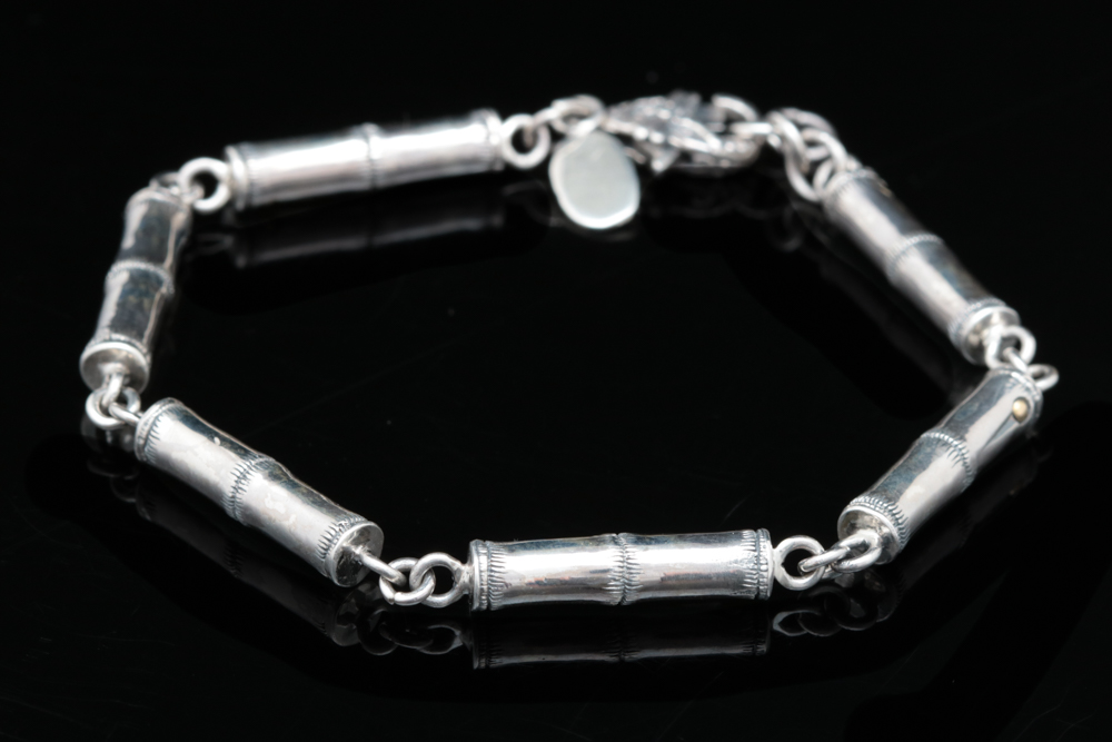 Robert Manse Sterling Silver and  18K Gold Bamboo Bracelet