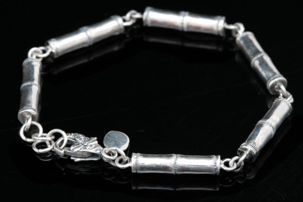 Robert Manse Sterling Silver and  18K Gold Bamboo Bracelet