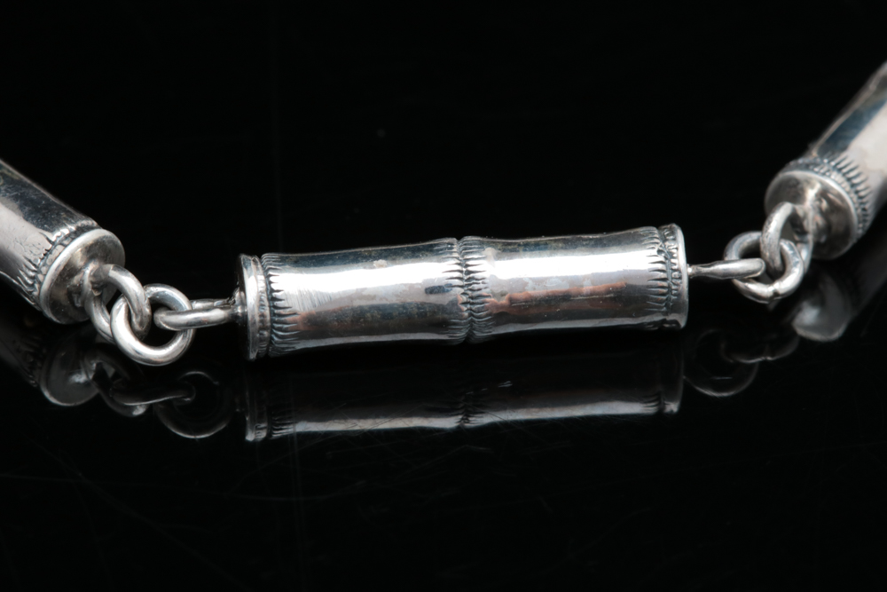 Robert Manse Sterling Silver and  18K Gold Bamboo Bracelet