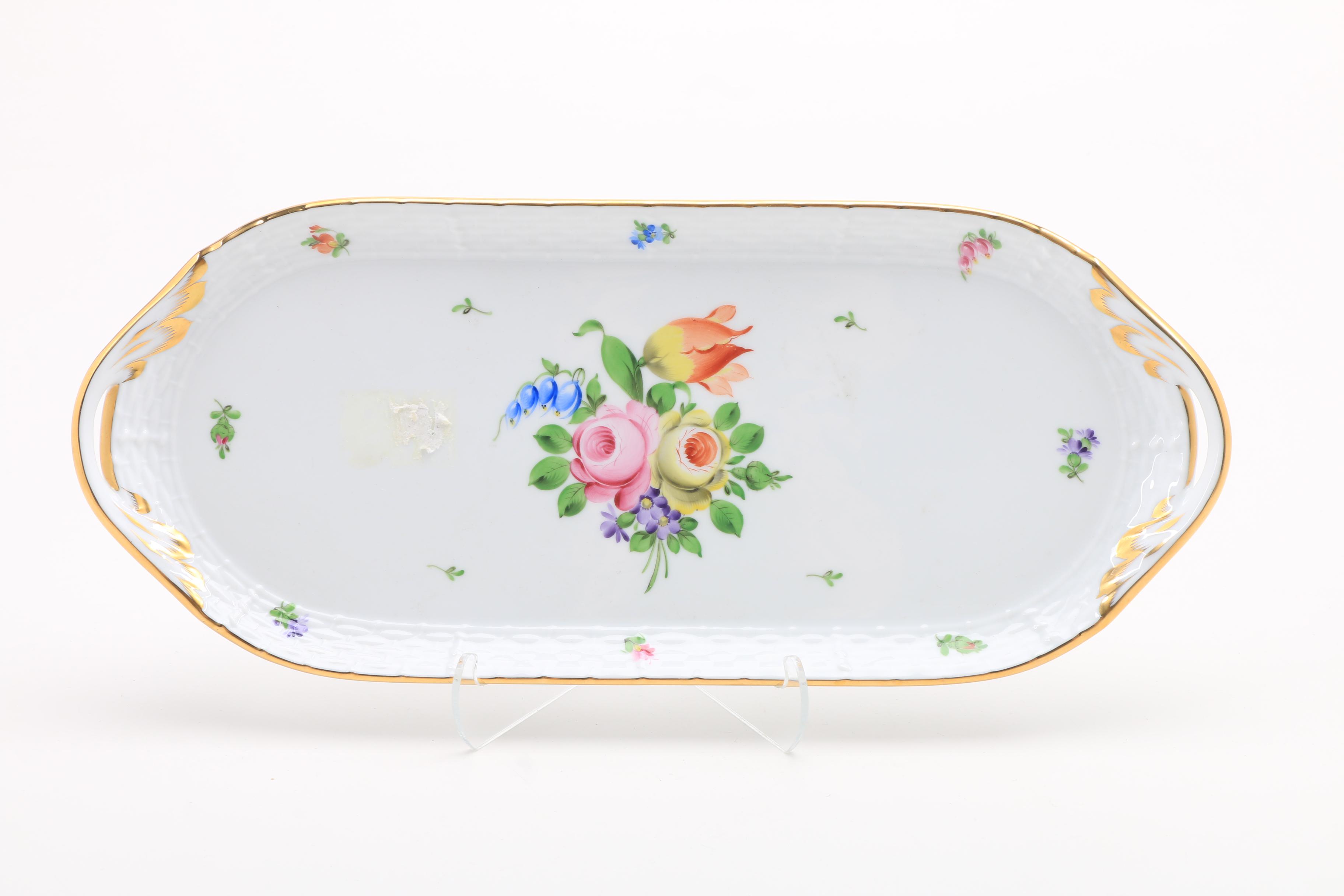 Herend Porcelain "Printemps" Tray, Vase and Cocoa Pot