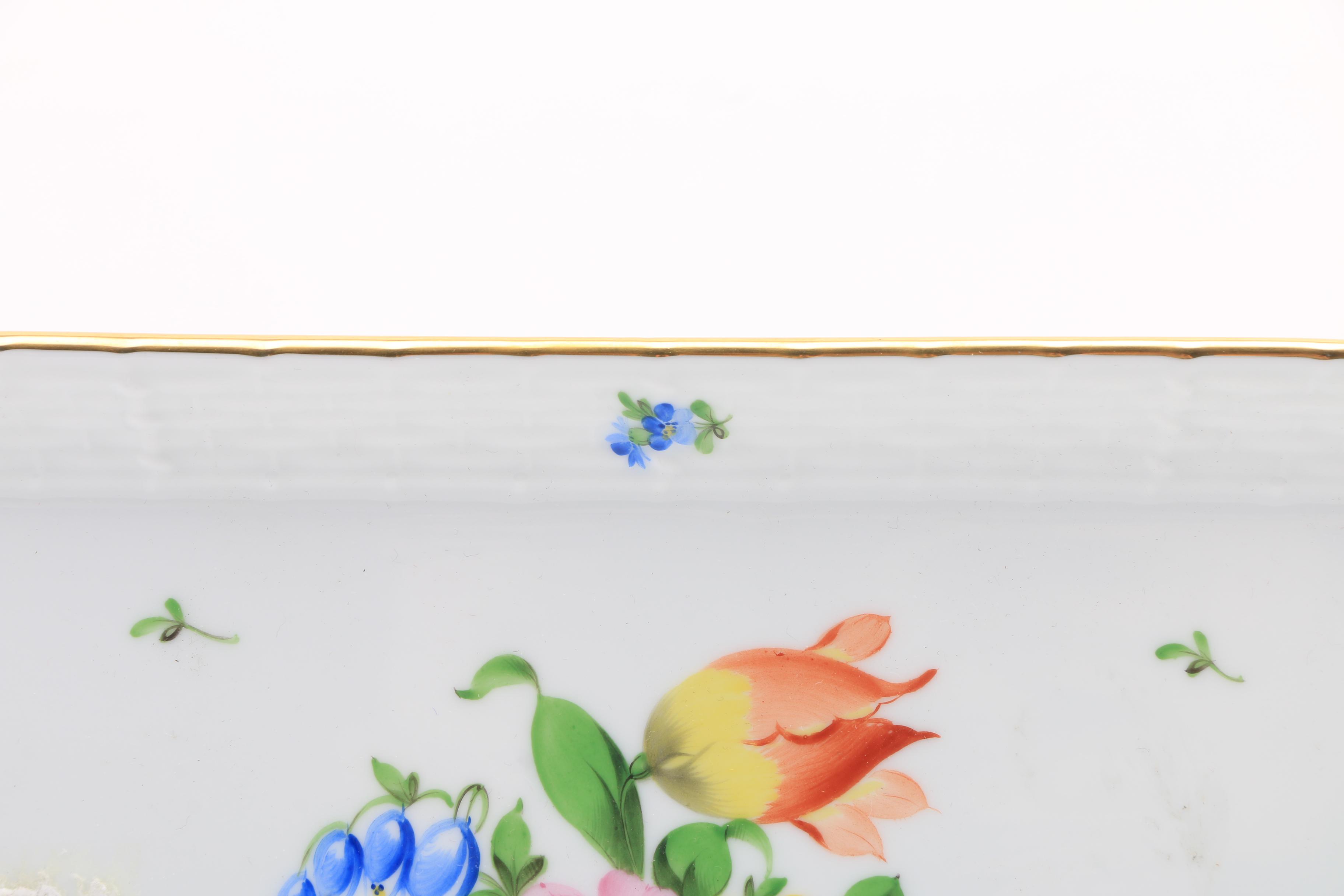 Herend Porcelain "Printemps" Tray, Vase and Cocoa Pot