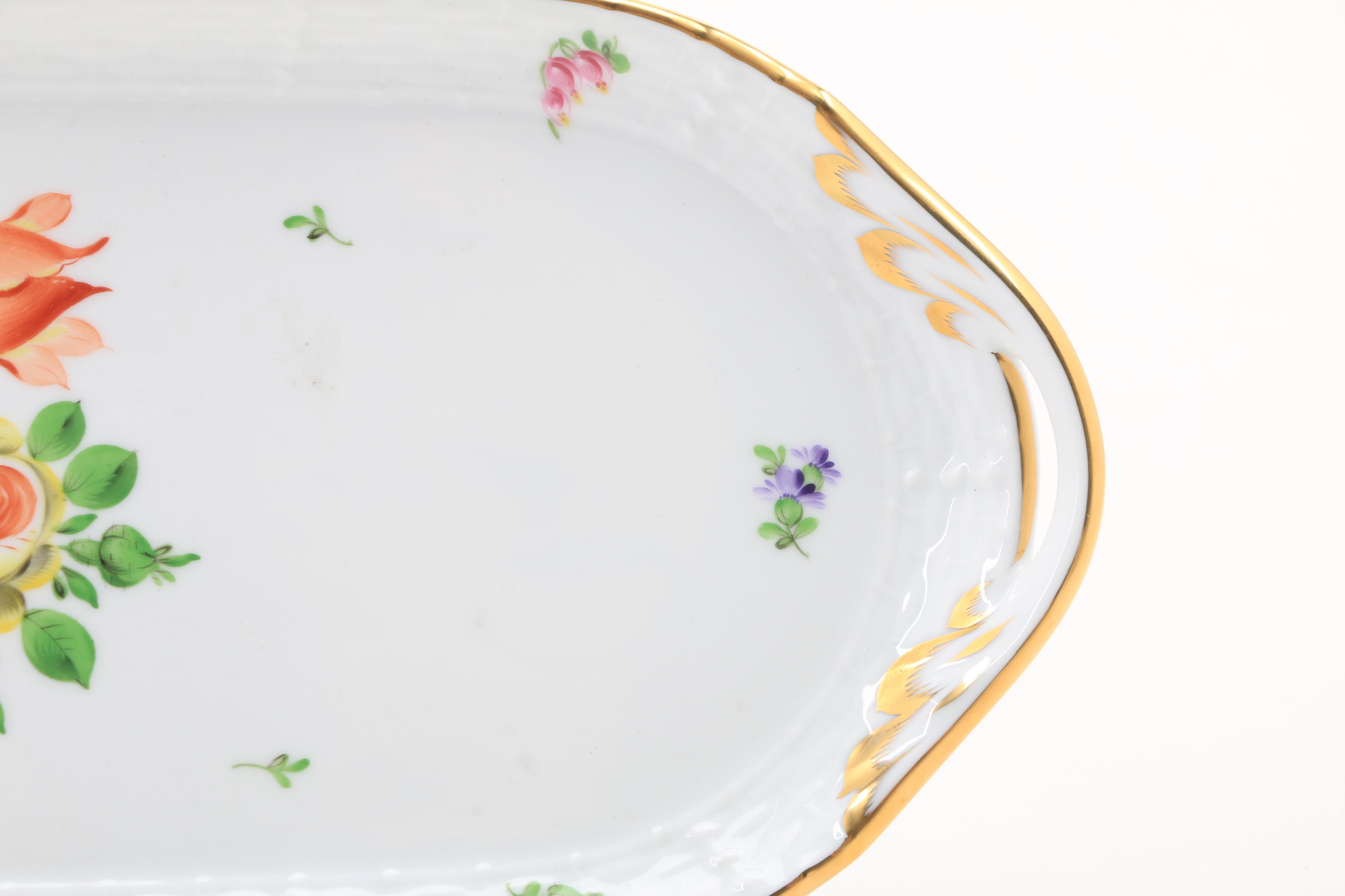 Herend Porcelain "Printemps" Tray, Vase and Cocoa Pot