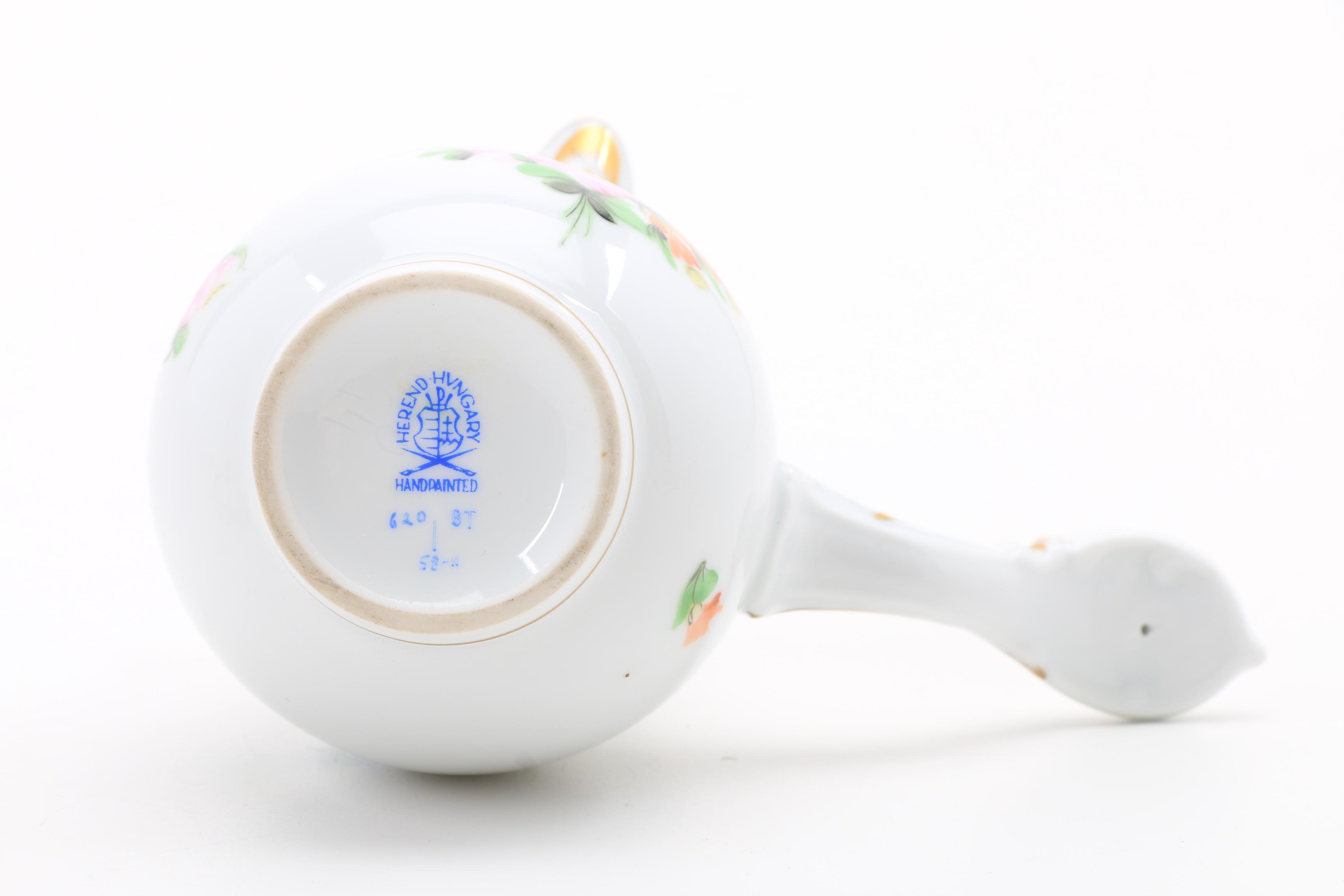 Herend Porcelain "Printemps" Tray, Vase and Cocoa Pot