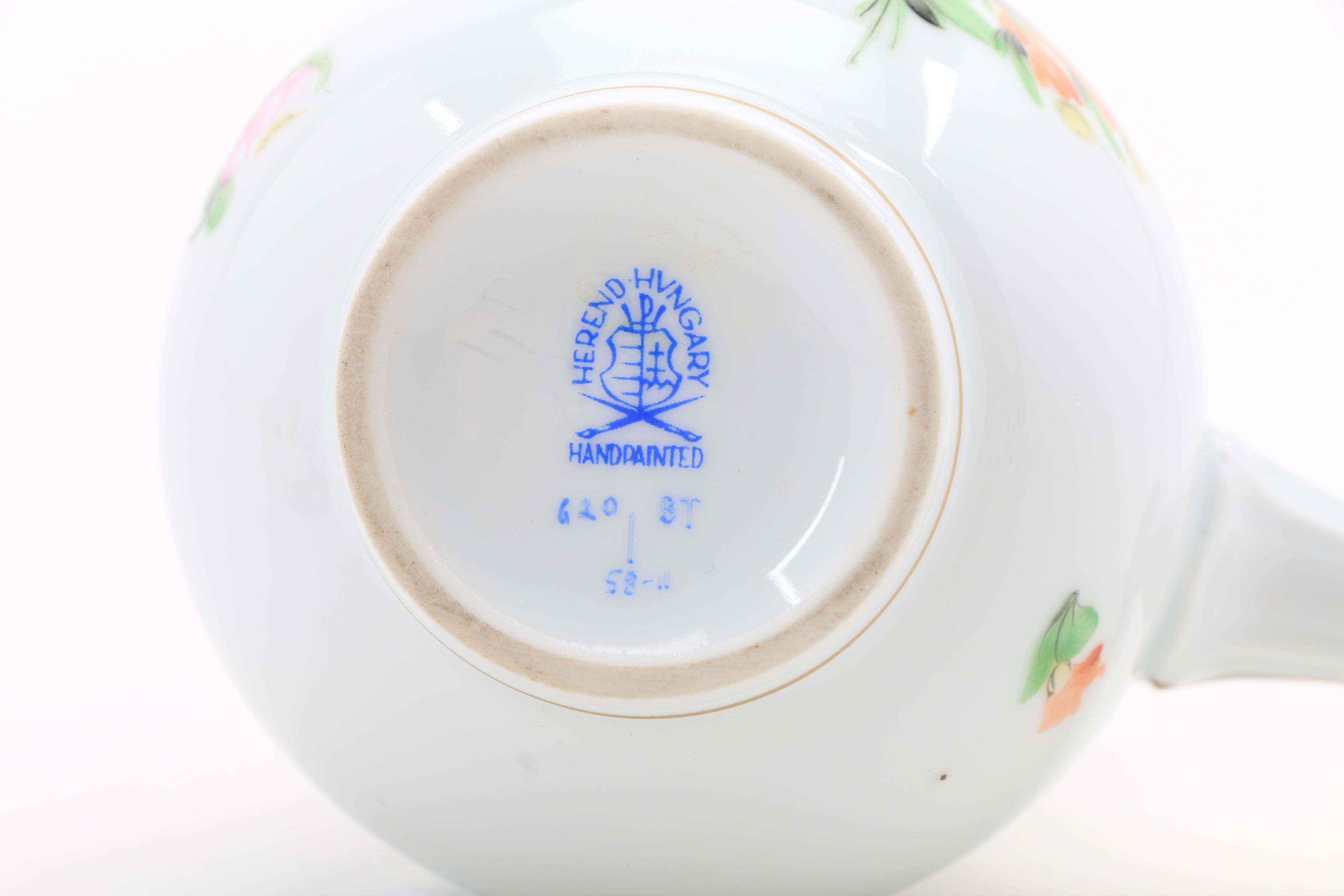 Herend Porcelain "Printemps" Tray, Vase and Cocoa Pot