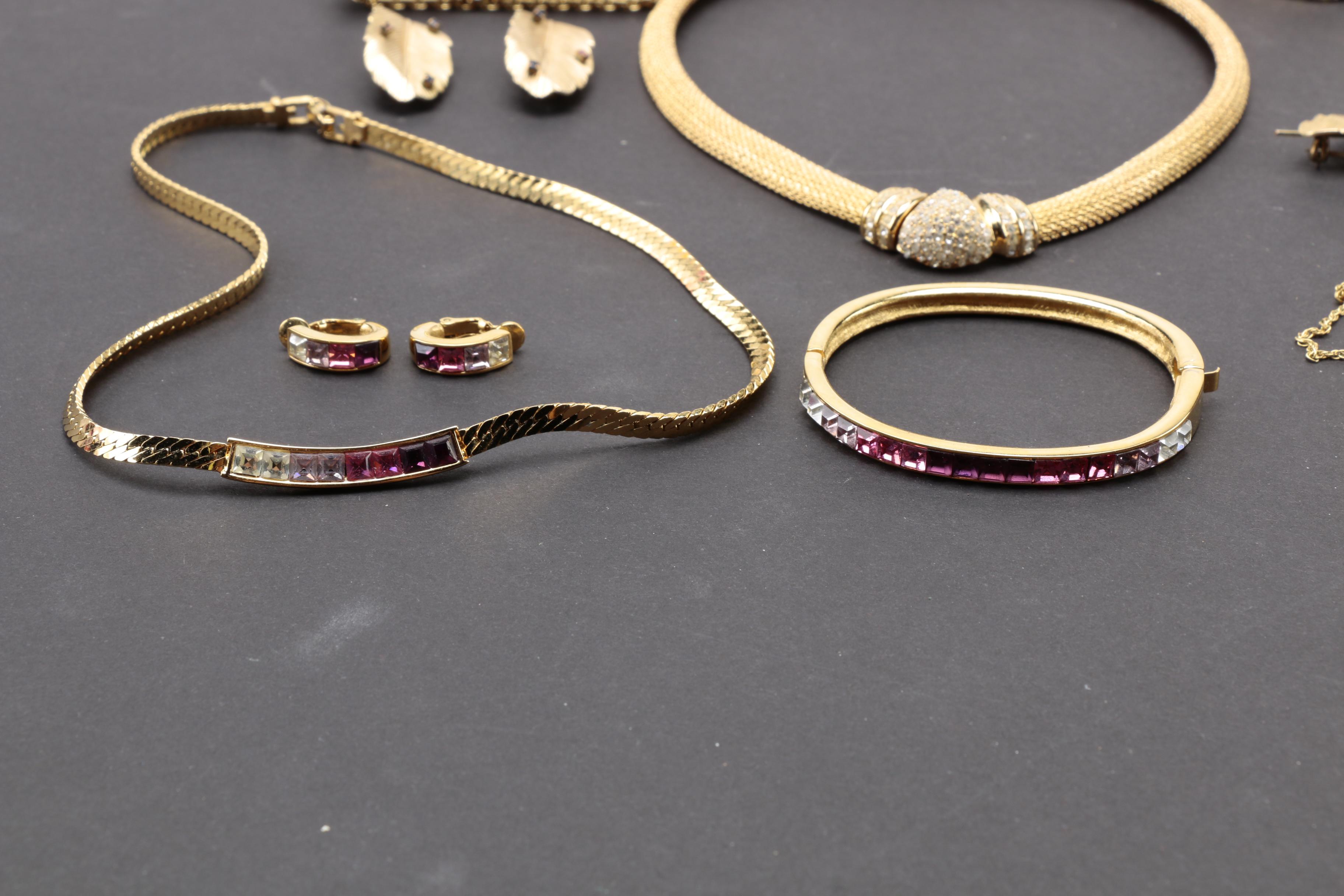 Gold Tone Costume Jewelry Including Givenchy