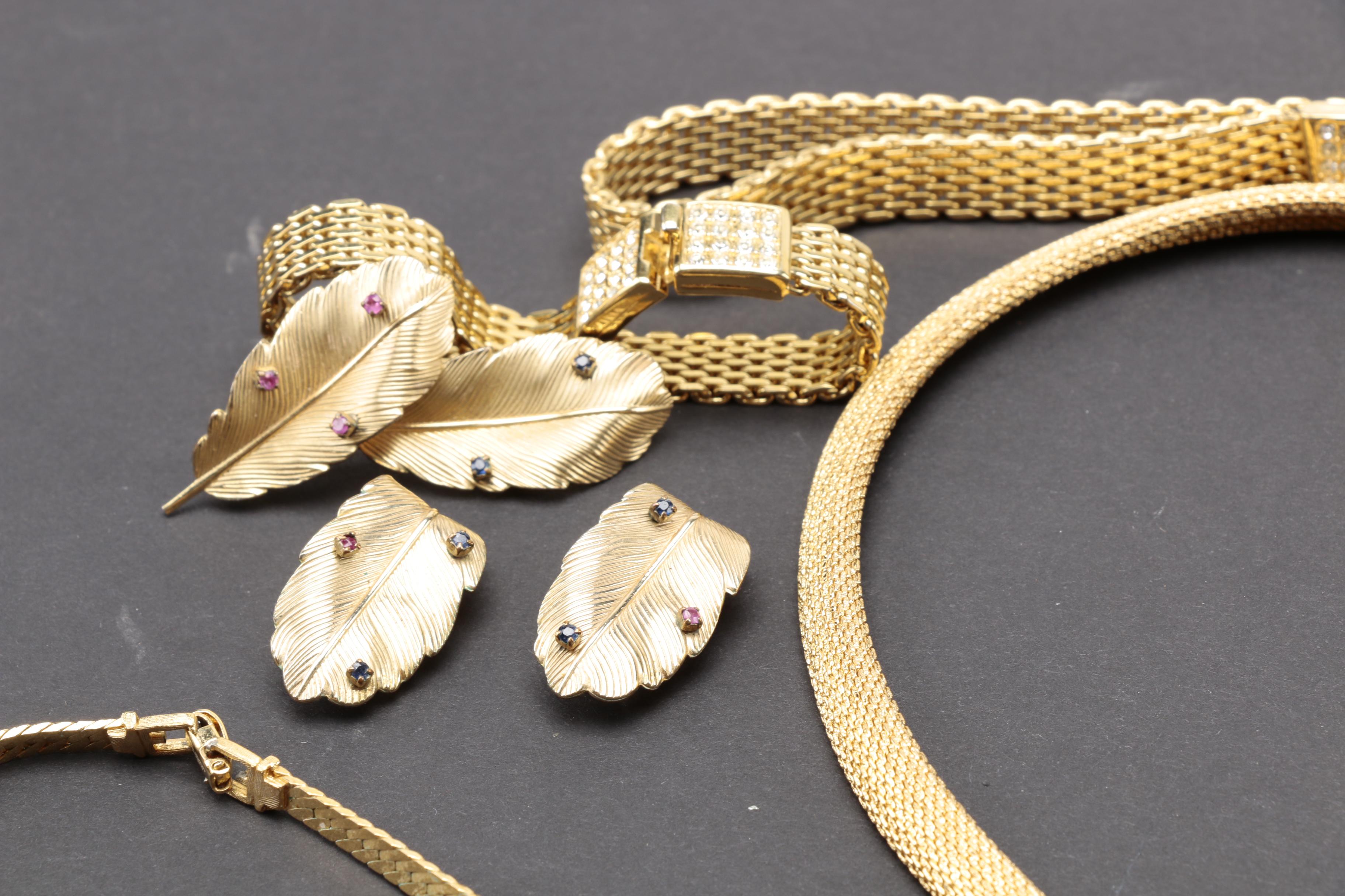 Gold Tone Costume Jewelry Including Givenchy