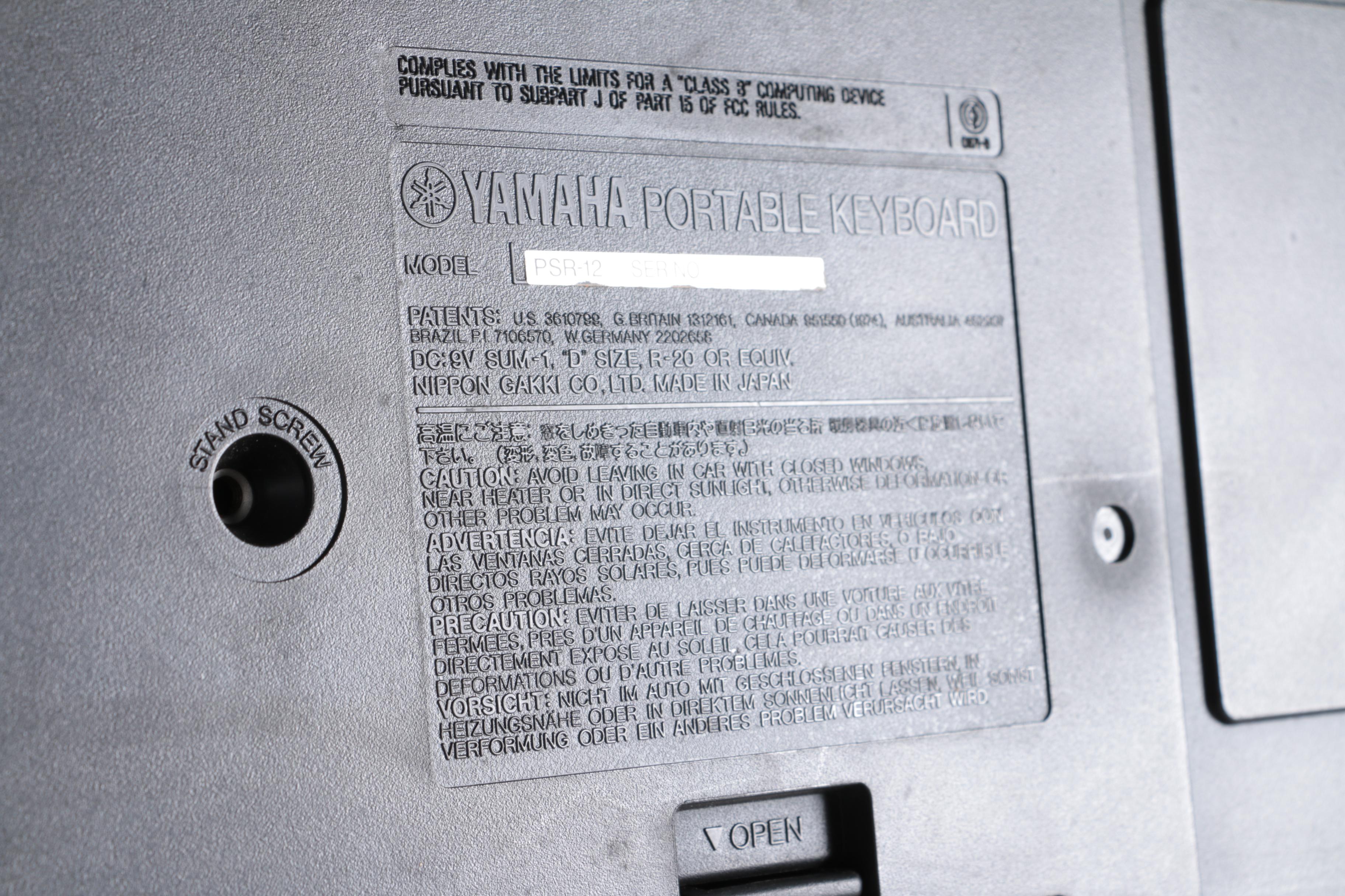 1987 Yamaha PSR-12 Portable Electronic Keyboard