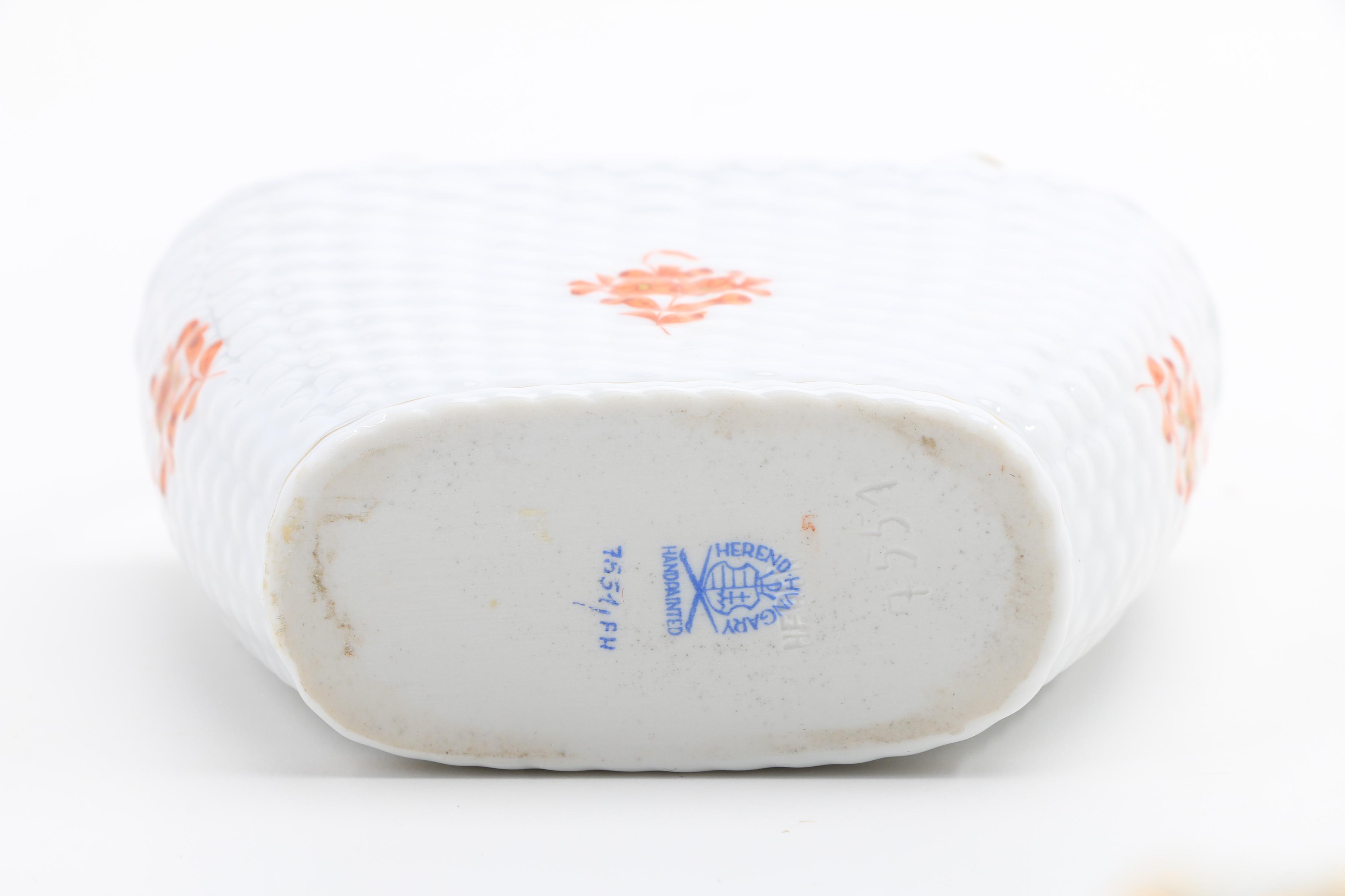 Herend "Chinese Bouquet Rust" Egg Cups, Pitchers, Basket and Ring