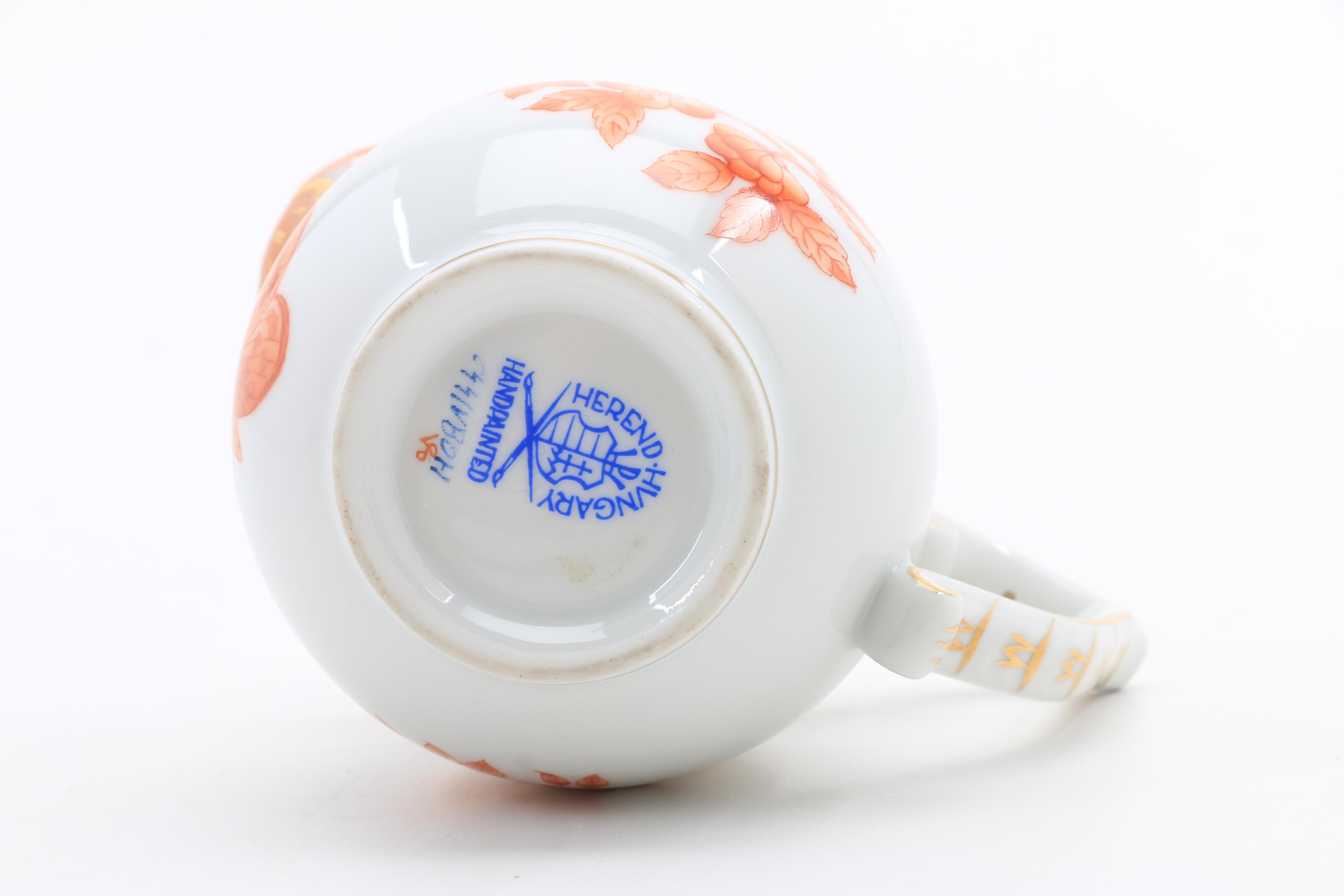 Herend "Chinese Bouquet Rust" Egg Cups, Pitchers, Basket and Ring