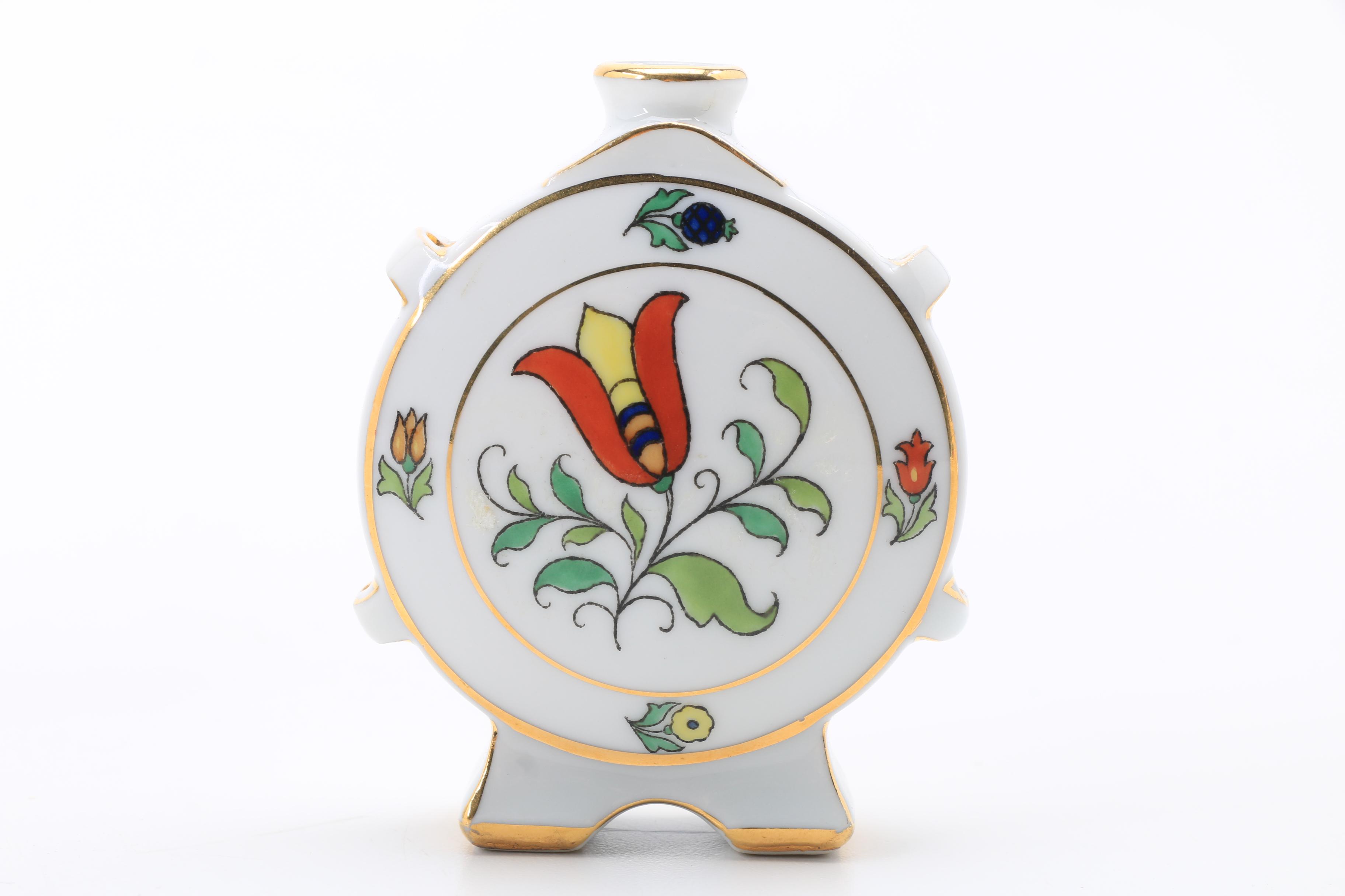 1930's Herend Snuff Bottle, A Signed Vase and Small Vase