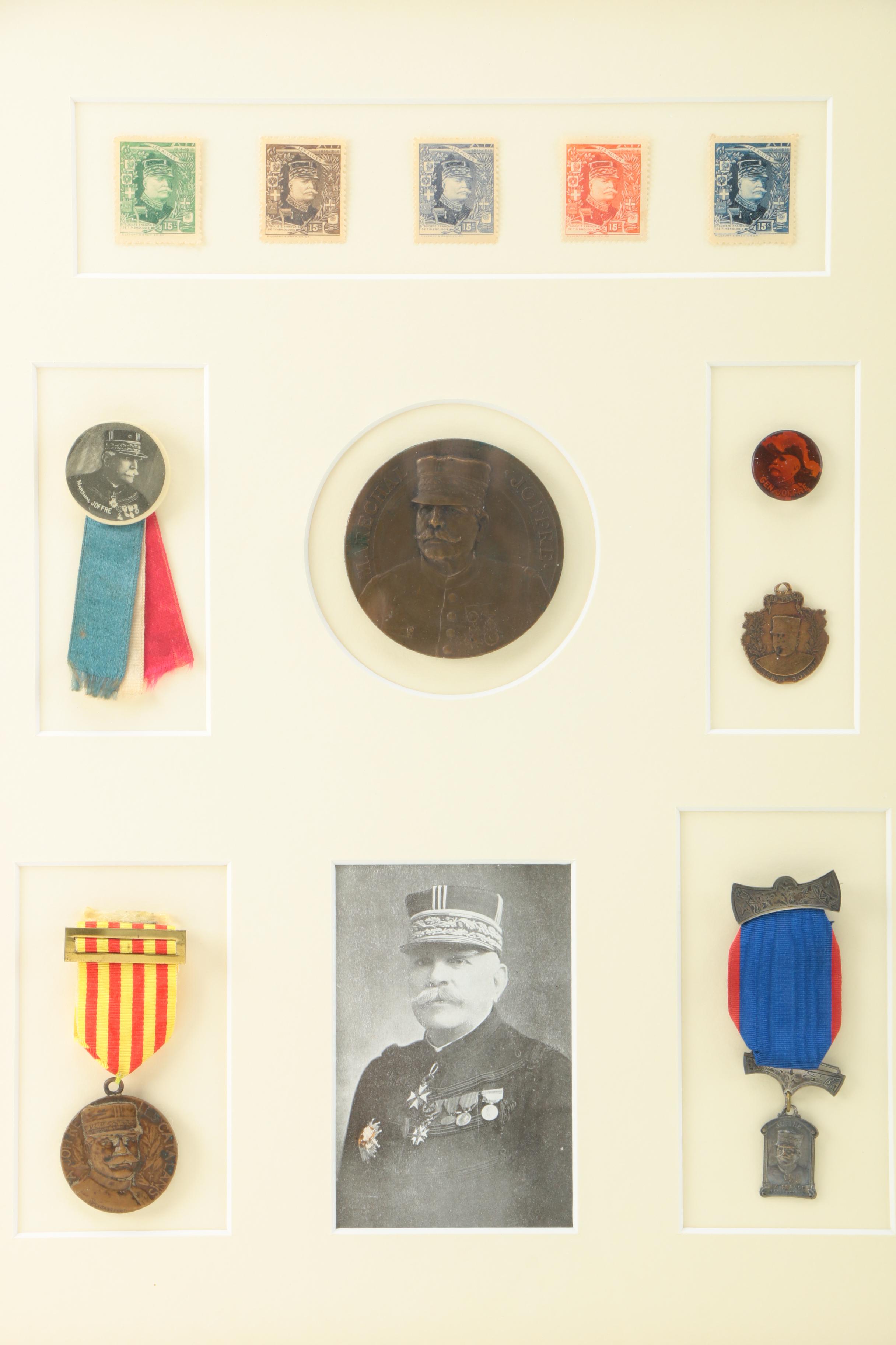 Collection of Joseph Marhsal Joffre Stamps and Medals