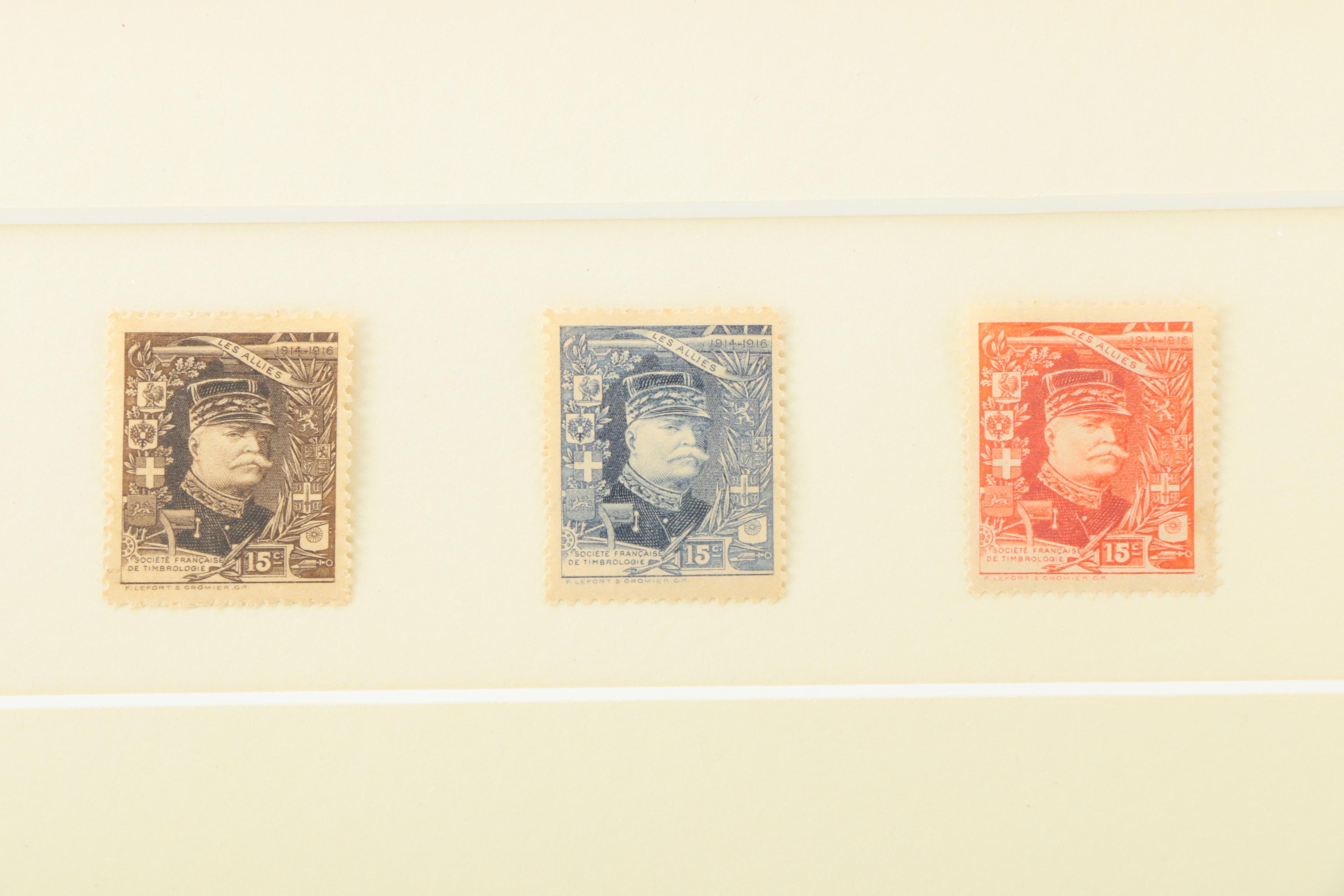 Collection of Joseph Marhsal Joffre Stamps and Medals