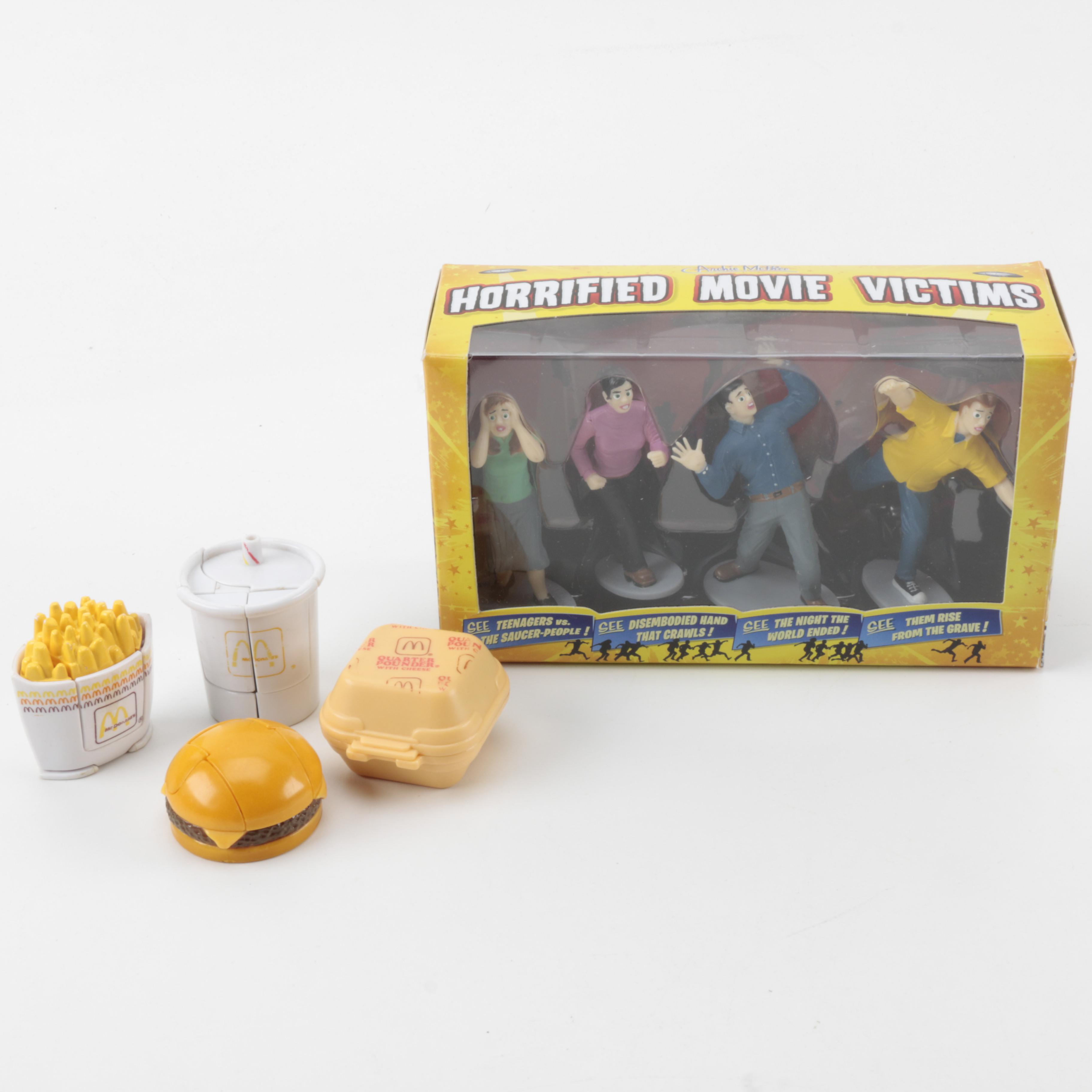 Vintage McDonald's Transforming Happy Meal Toys and "Horrified Movie Victims" Figures