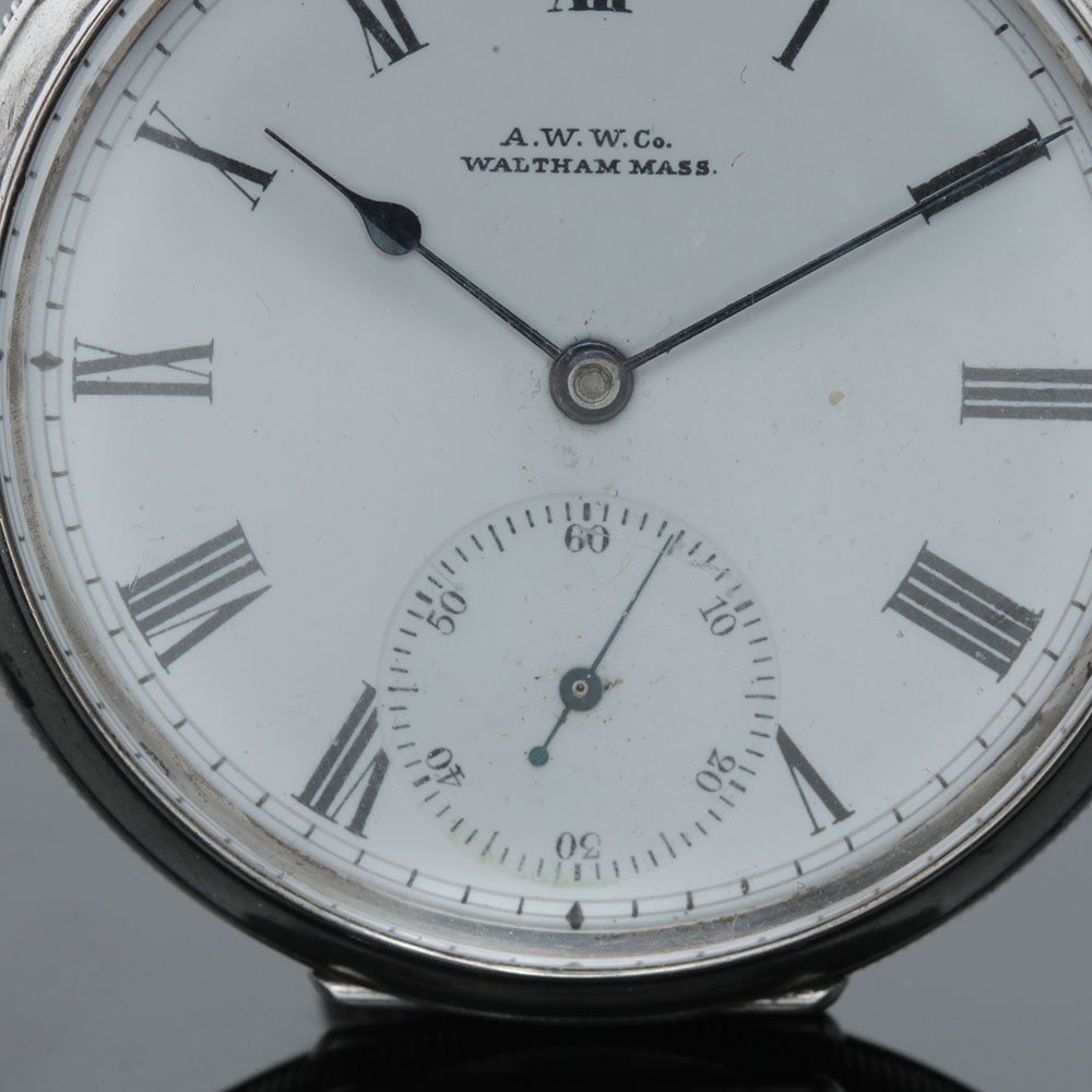 Antique Sterling Silver Waltham Open Face Pocket Watch
