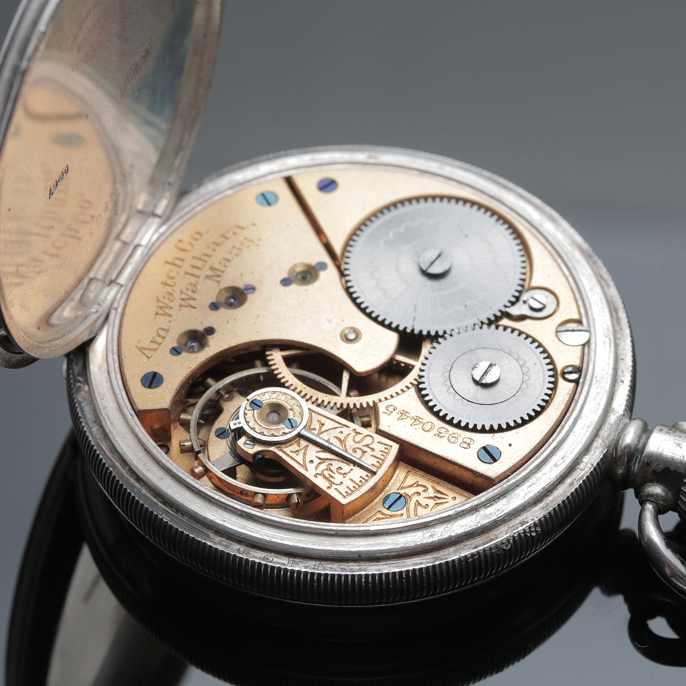 Antique Sterling Silver Waltham Open Face Pocket Watch