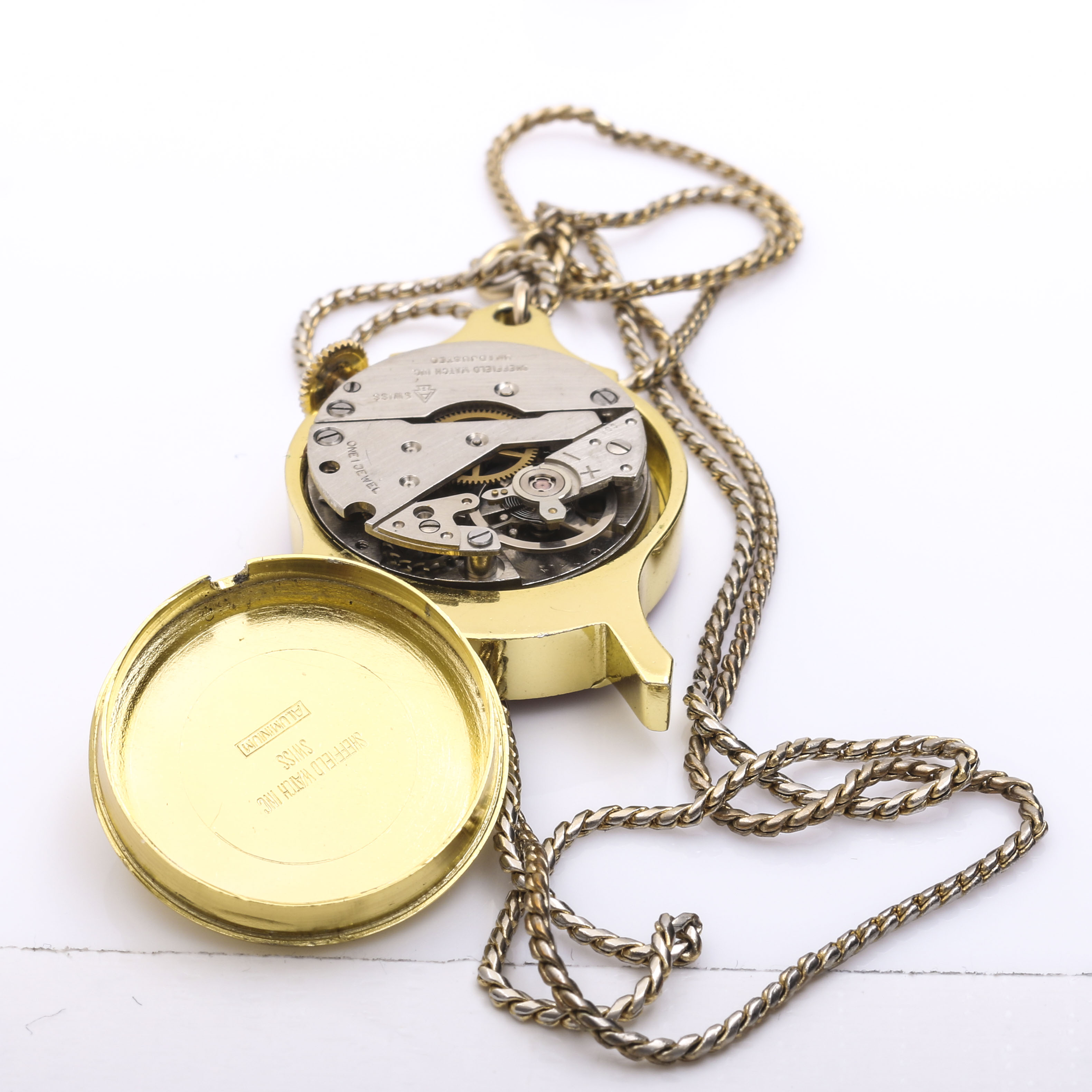 Gold Tone Pendant Watches Including Sheffield and Pepsi-Cola