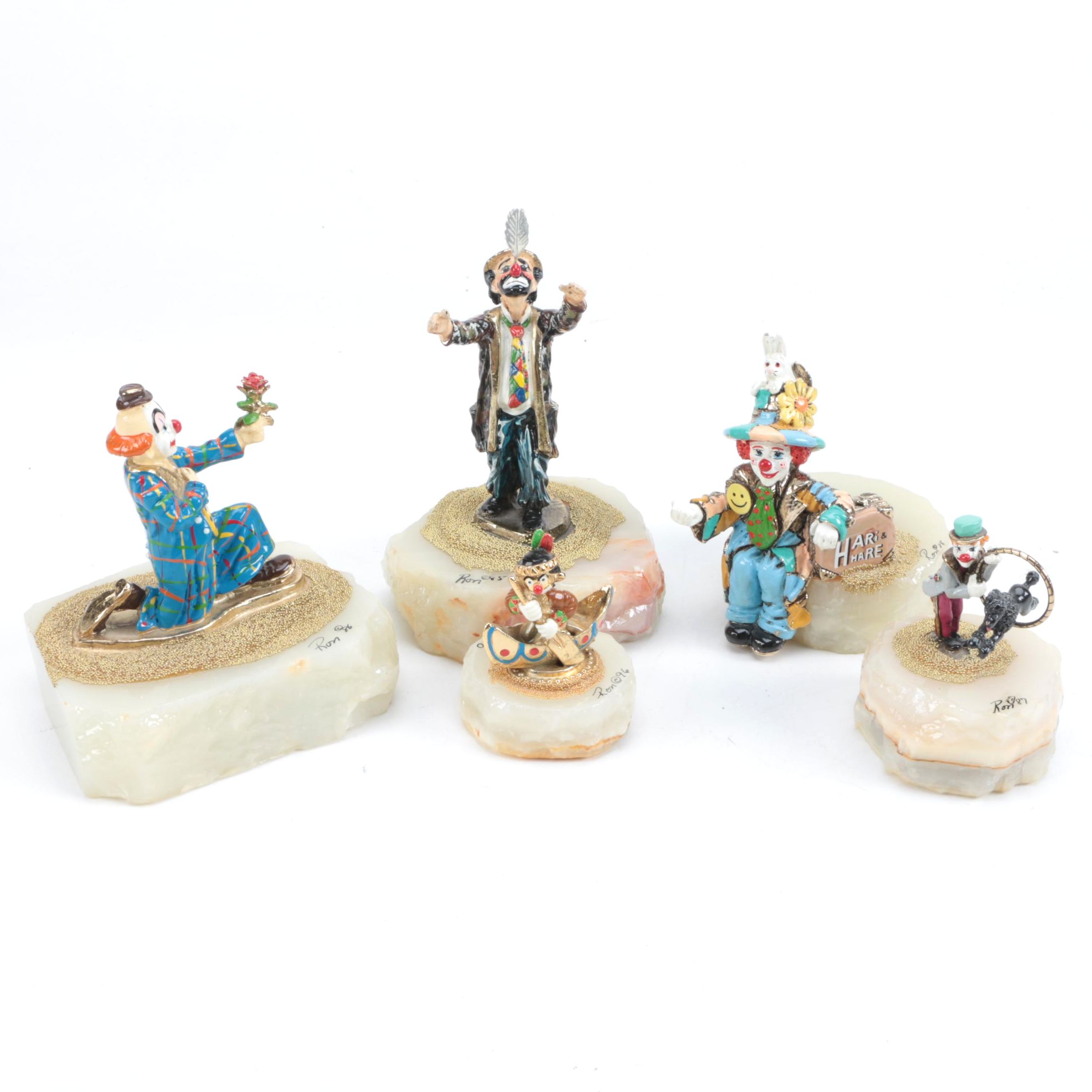Five Signed Ron Lee Clown Figurines