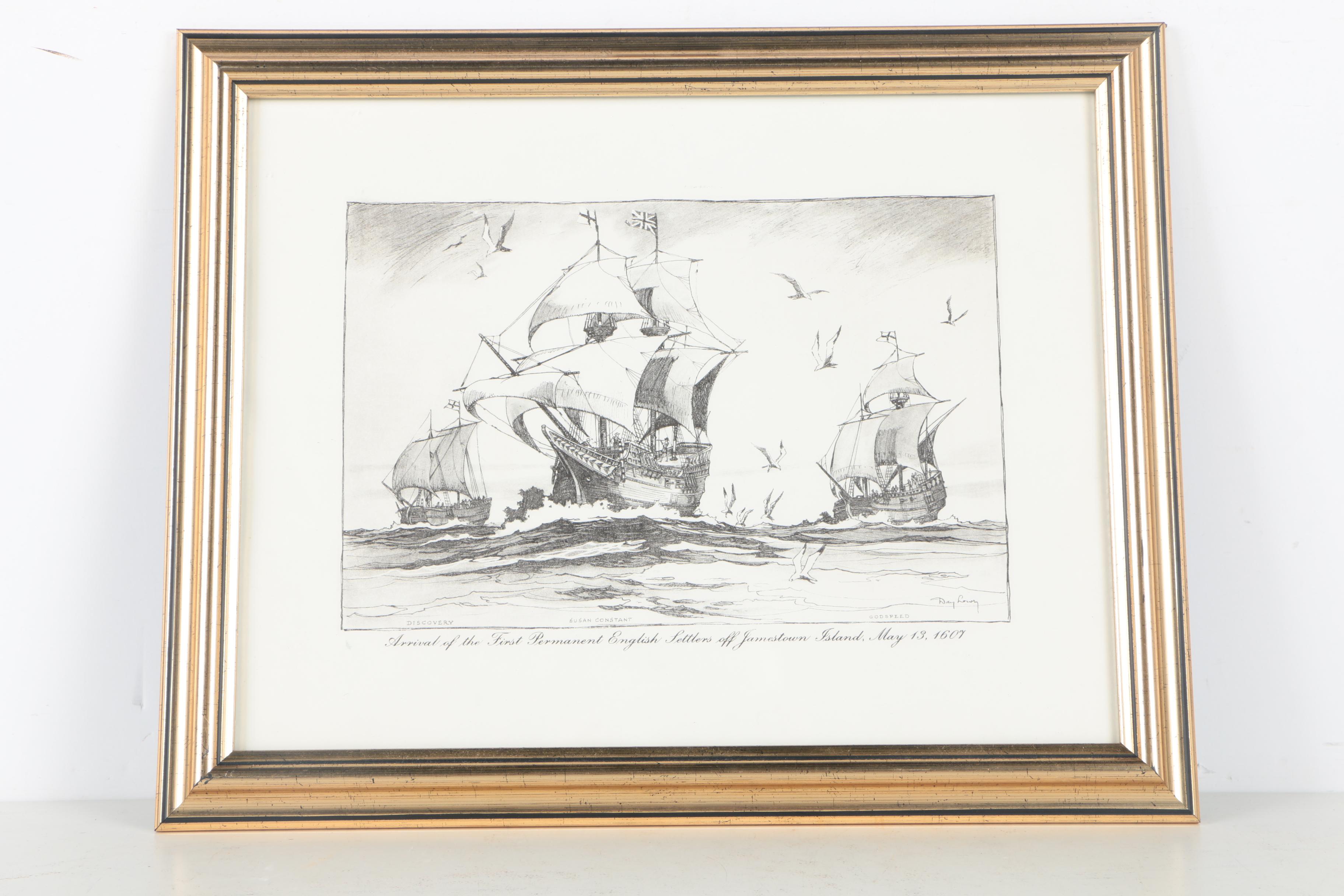 After Day Lowry Black and White Halftone Prints of Scenes From Jamestown, Virginia