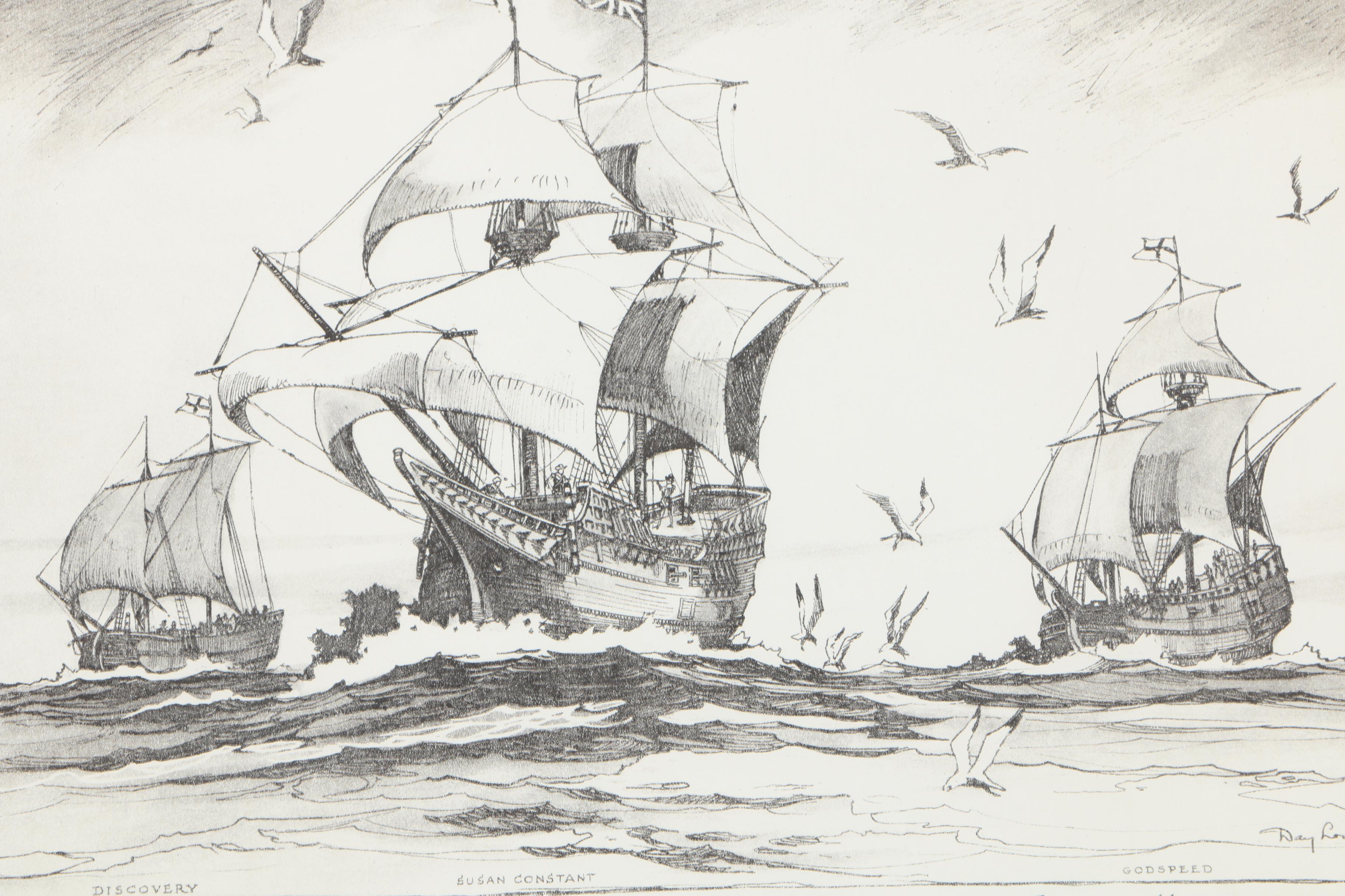 After Day Lowry Black and White Halftone Prints of Scenes From Jamestown, Virginia