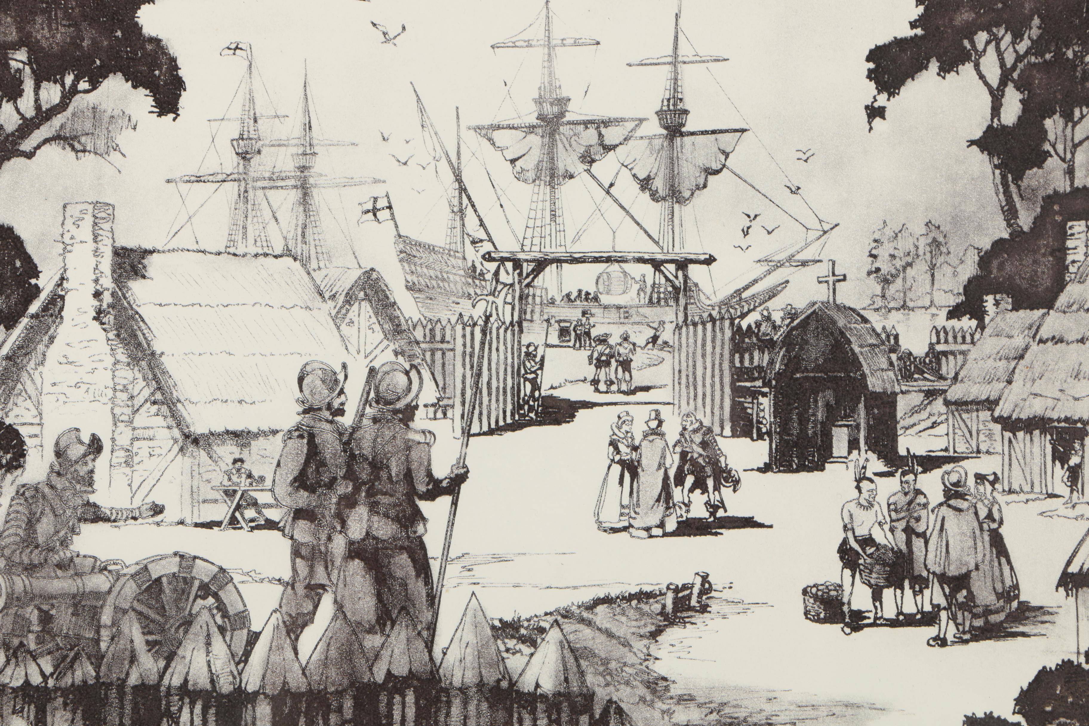 After Day Lowry Black and White Halftone Prints of Scenes From Jamestown, Virginia