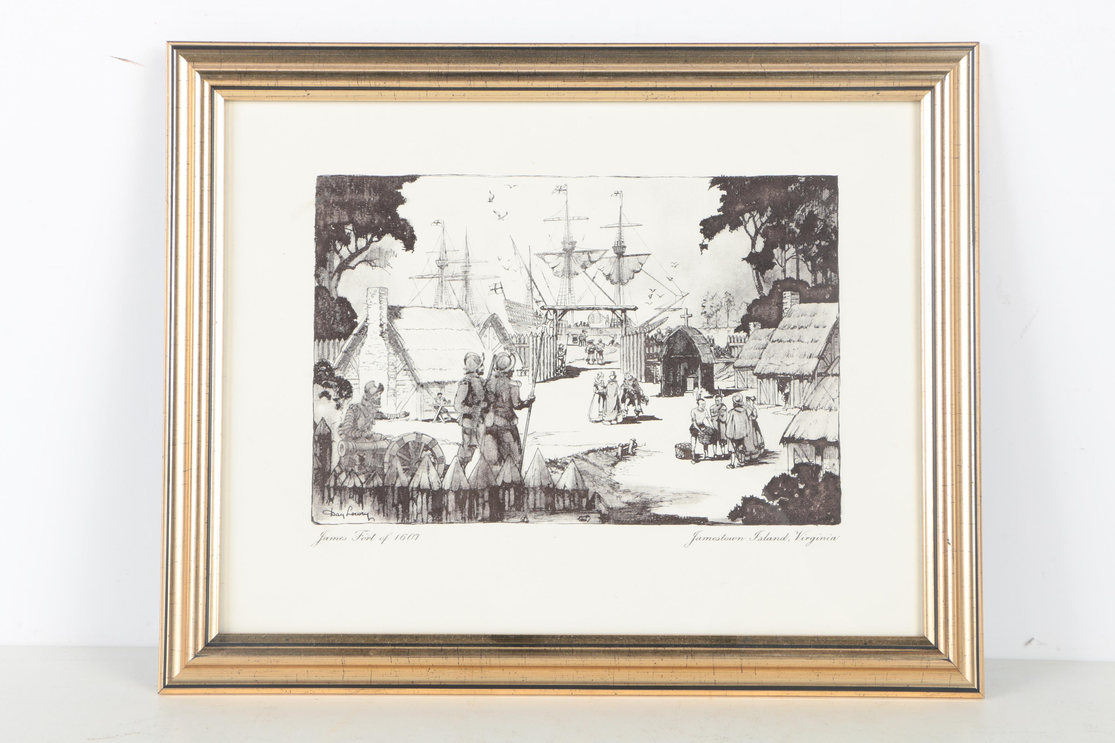 After Day Lowry Black and White Halftone Prints of Scenes From Jamestown, Virginia