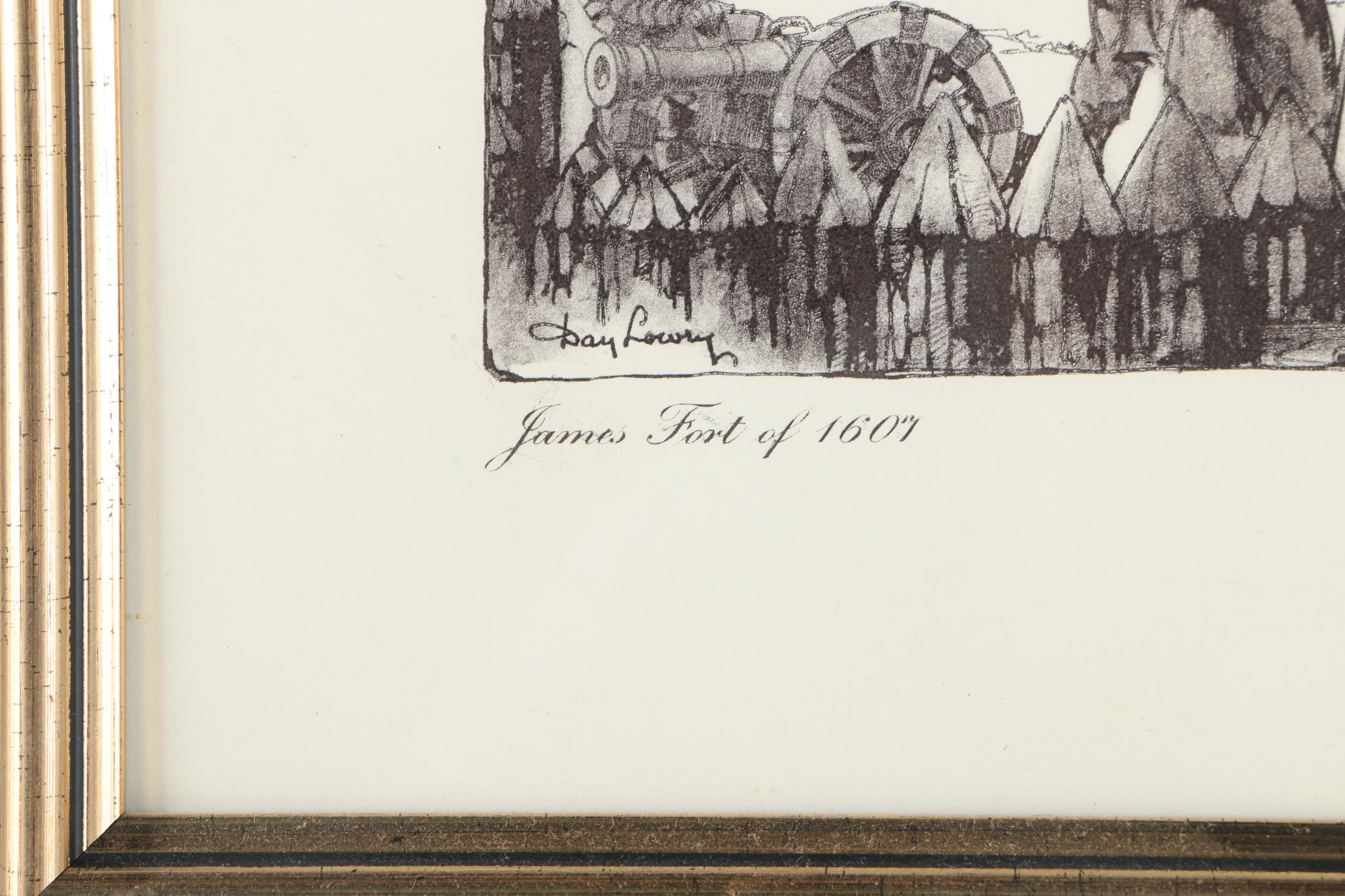 After Day Lowry Black and White Halftone Prints of Scenes From Jamestown, Virginia