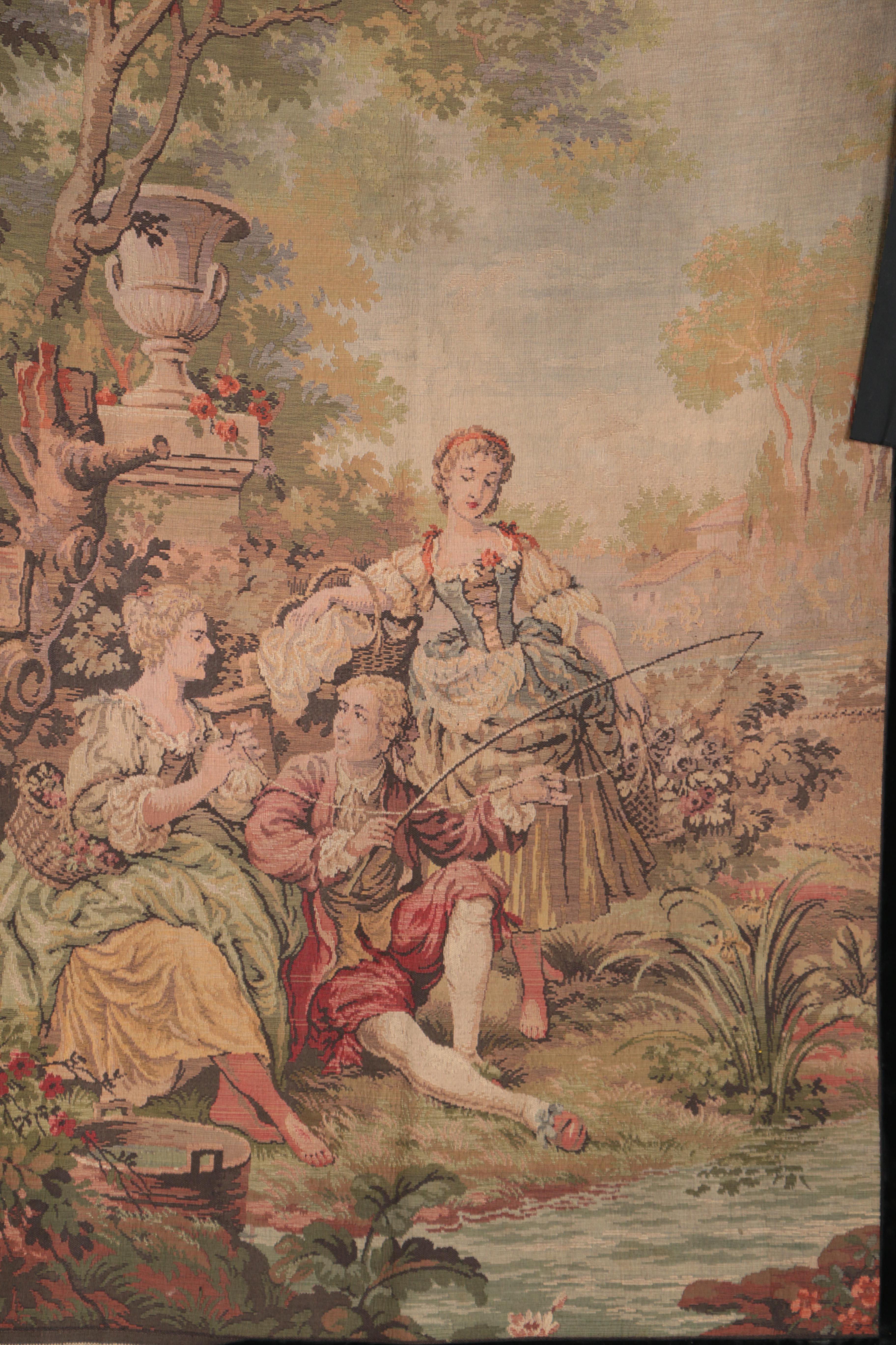 Wall Tapestry of a Rococo Fishing Scene