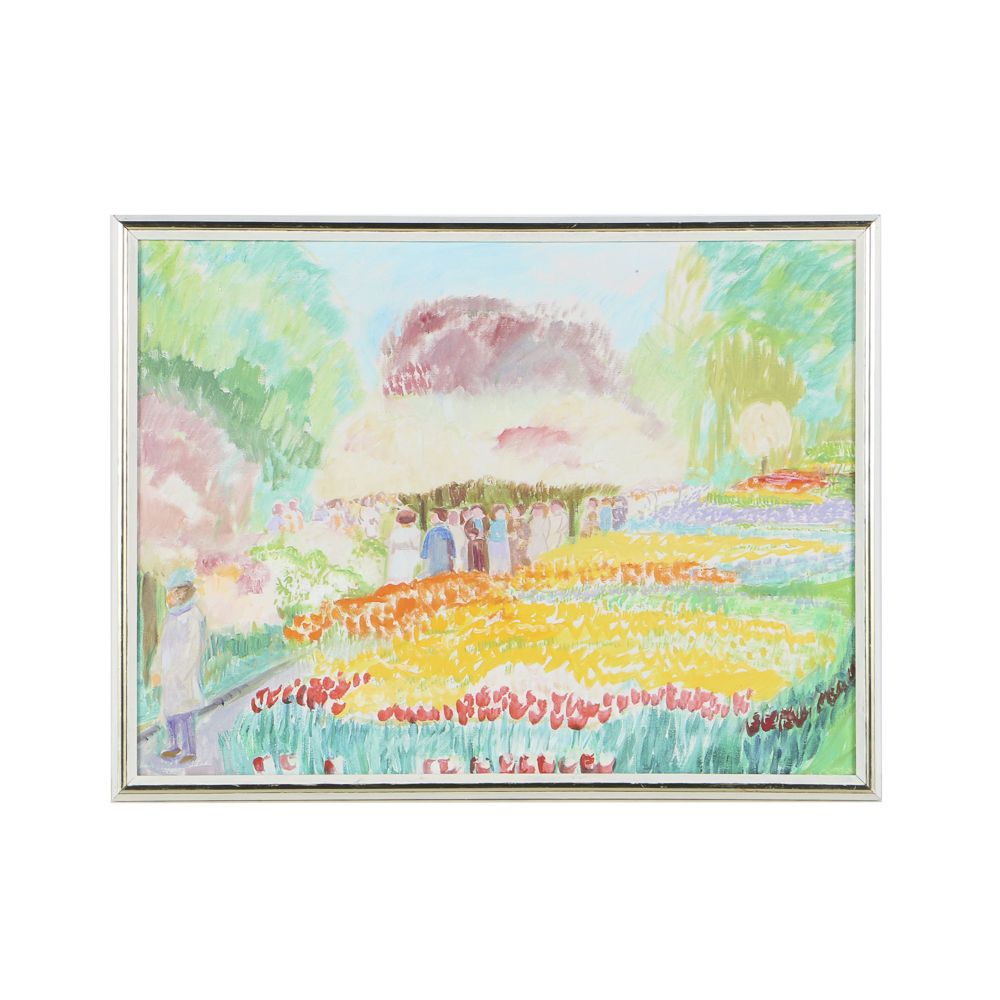 1977 Sweetser-Reed Oil Painting on Canvas "Keukenholf Gardens"