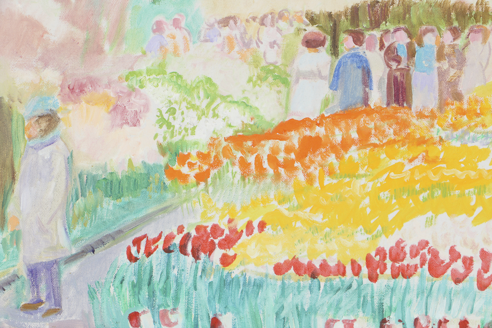 1977 Sweetser-Reed Oil Painting on Canvas "Keukenholf Gardens"