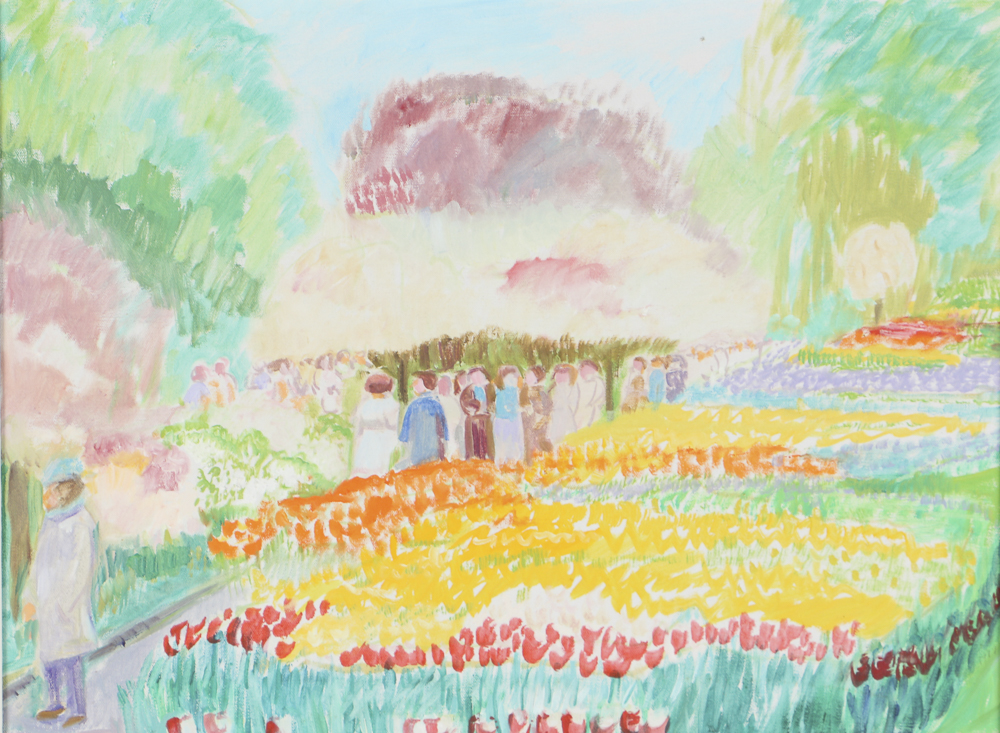 1977 Sweetser-Reed Oil Painting on Canvas "Keukenholf Gardens"