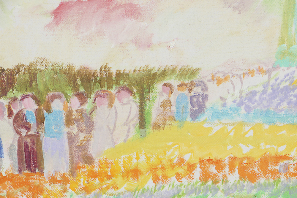 1977 Sweetser-Reed Oil Painting on Canvas "Keukenholf Gardens"