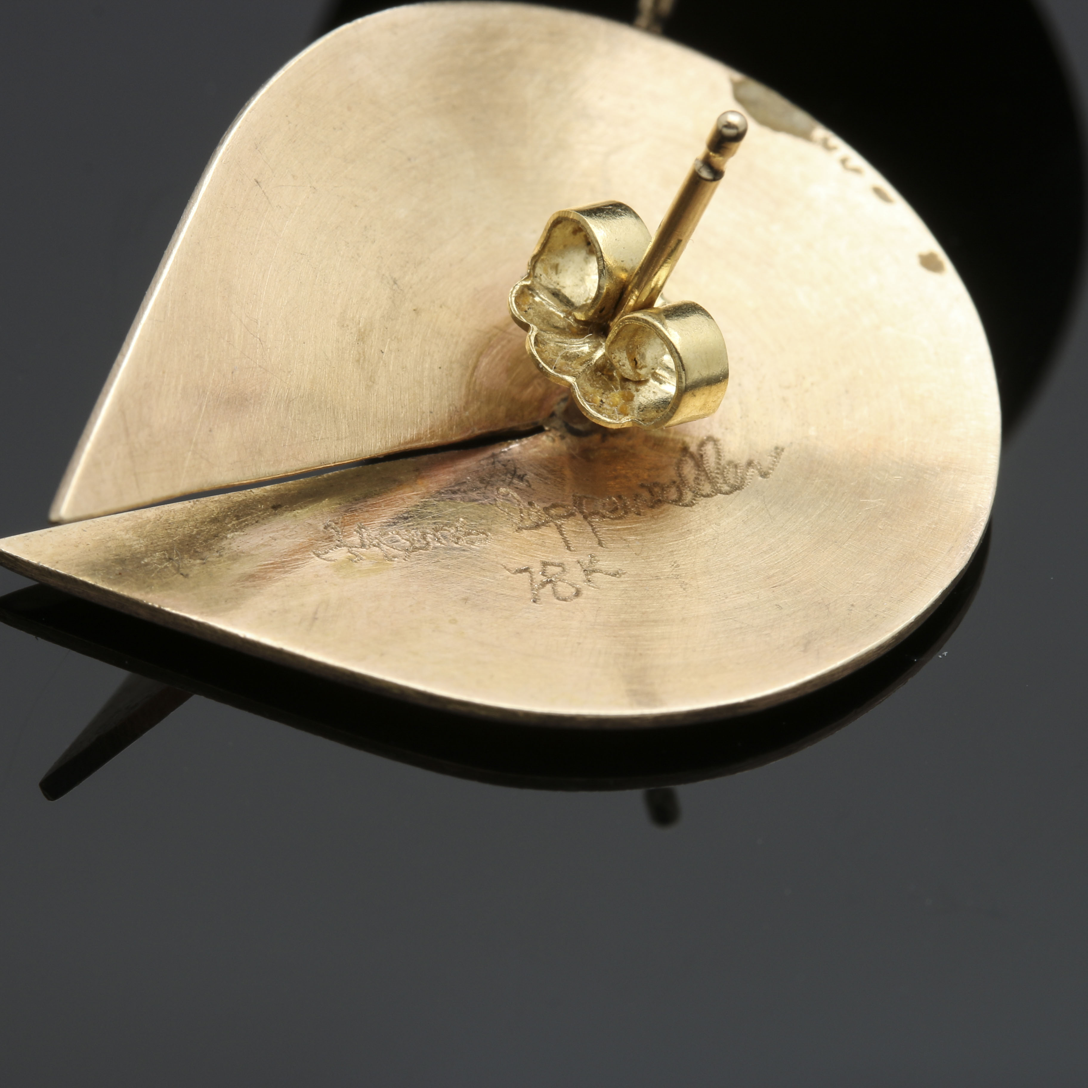 Hans Appenzeller 14K Yellow Gold Abstract Earrings