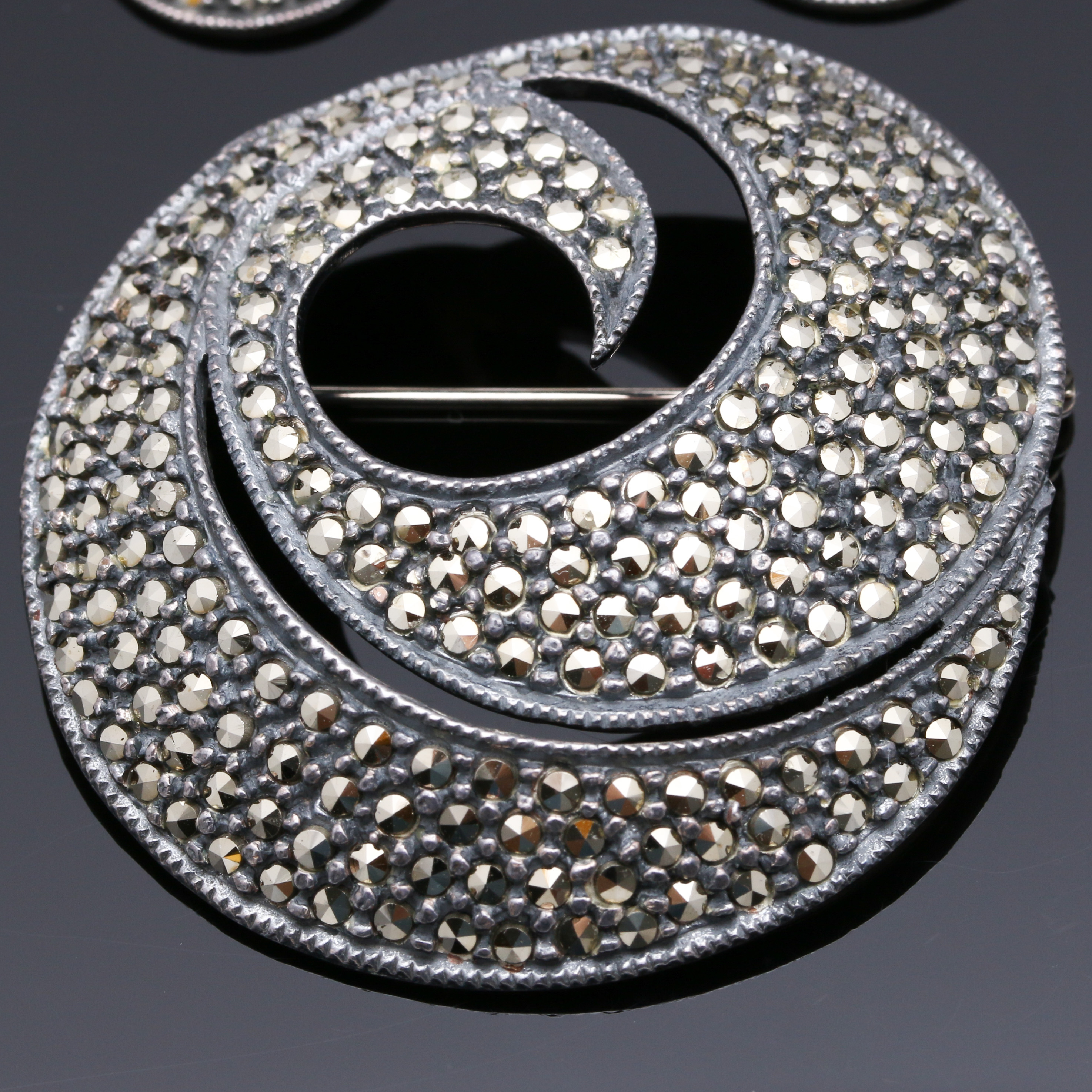 Judith Jack Sterling Silver Brooch and Earrings