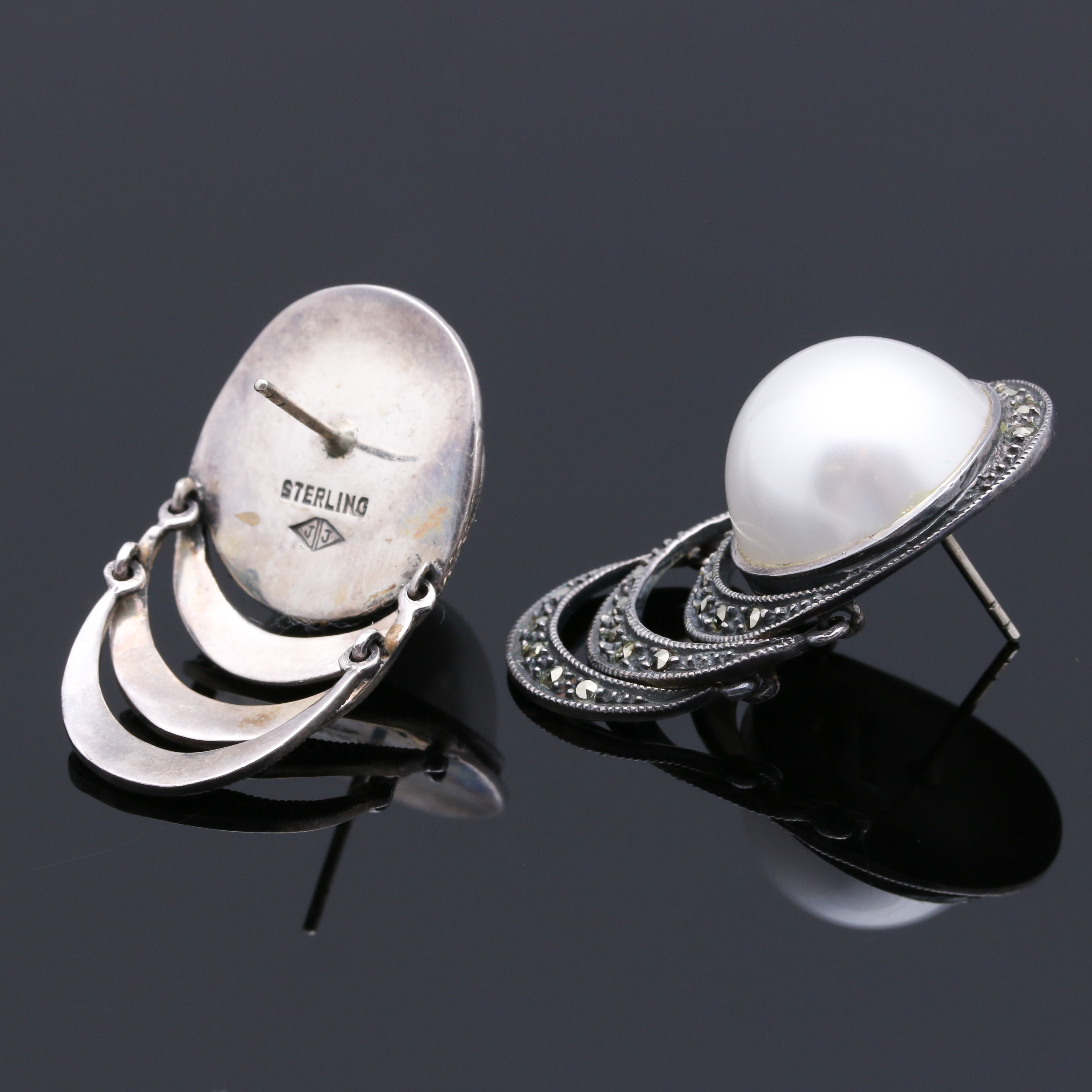 Judith Jack Sterling Silver Brooch and Earrings