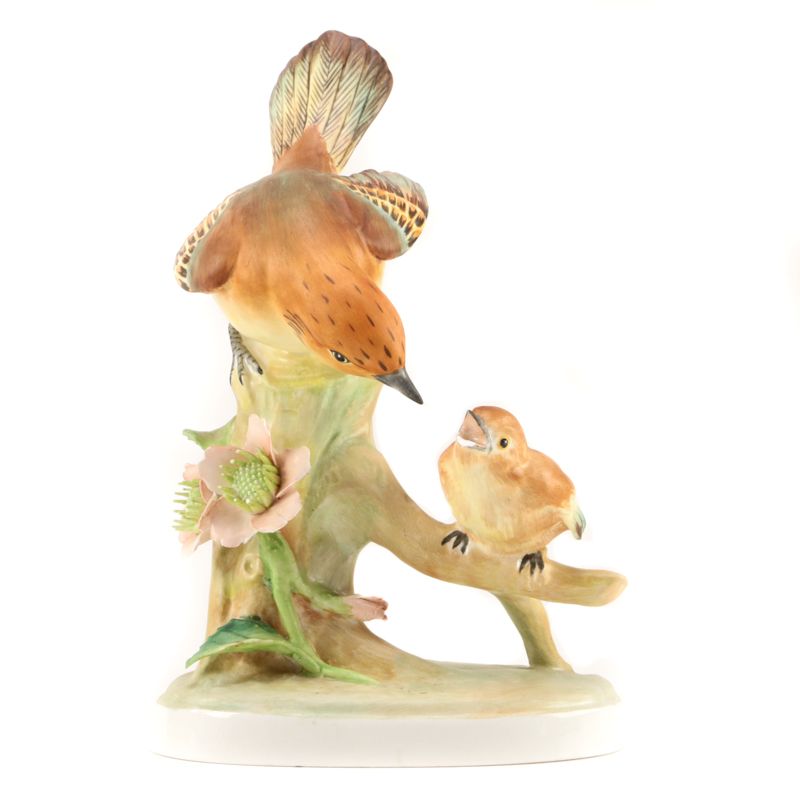 Crown Staffordshire "Flycatcher" Porcelain Birds Figurine