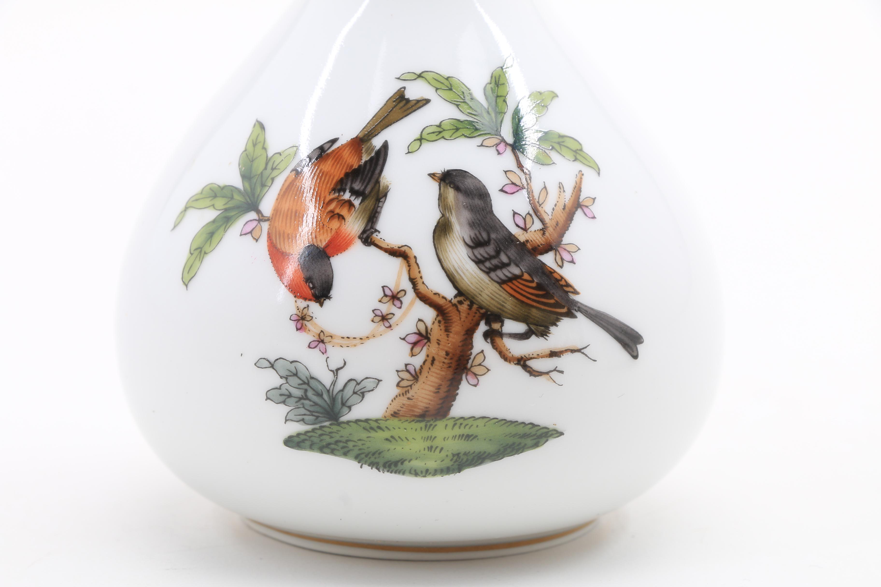 Herend "Rothschild Bird" Pair of Baskets, a Nut Bowl and a Vase