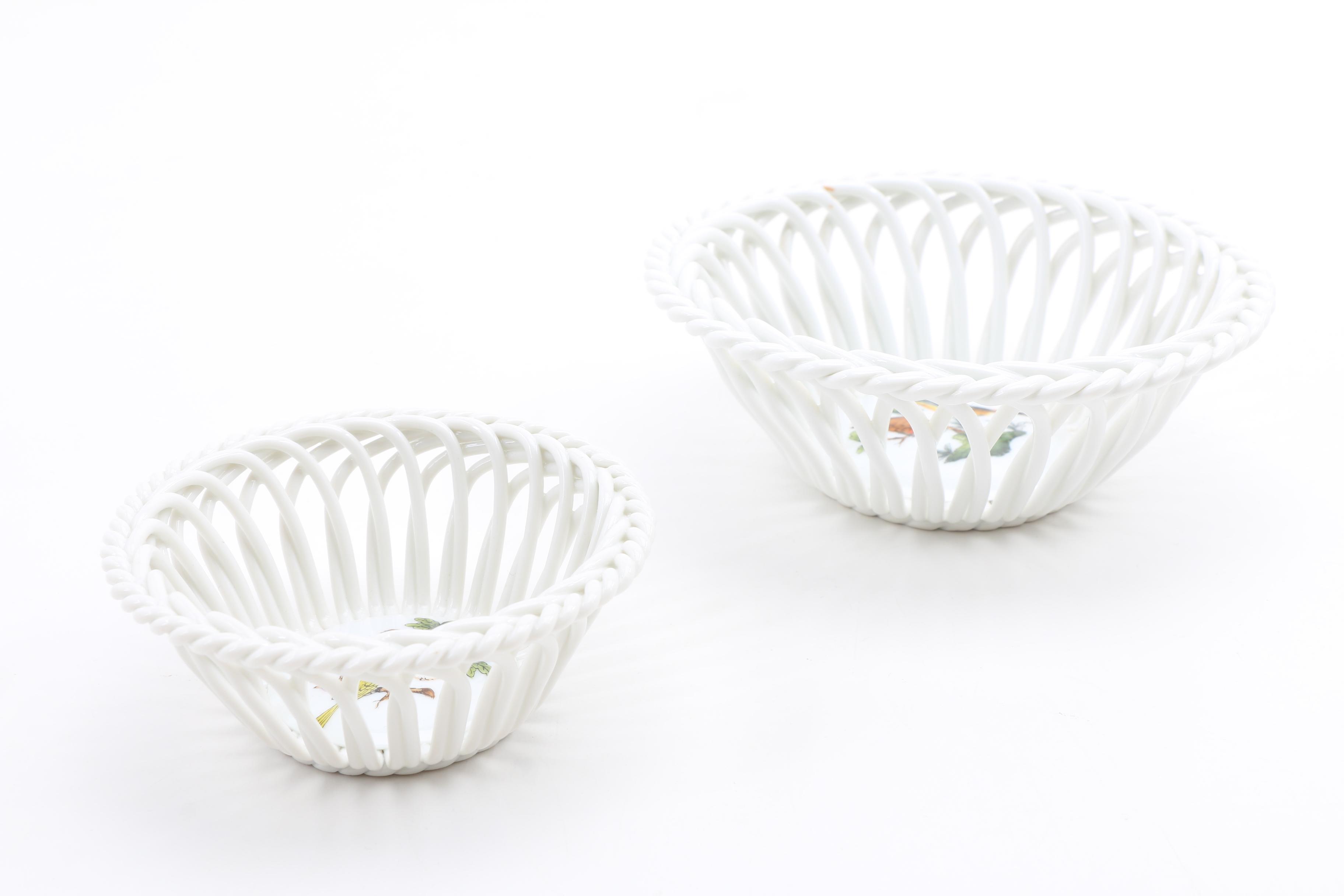 Herend "Rothschild Bird" Pair of Baskets, a Nut Bowl and a Vase