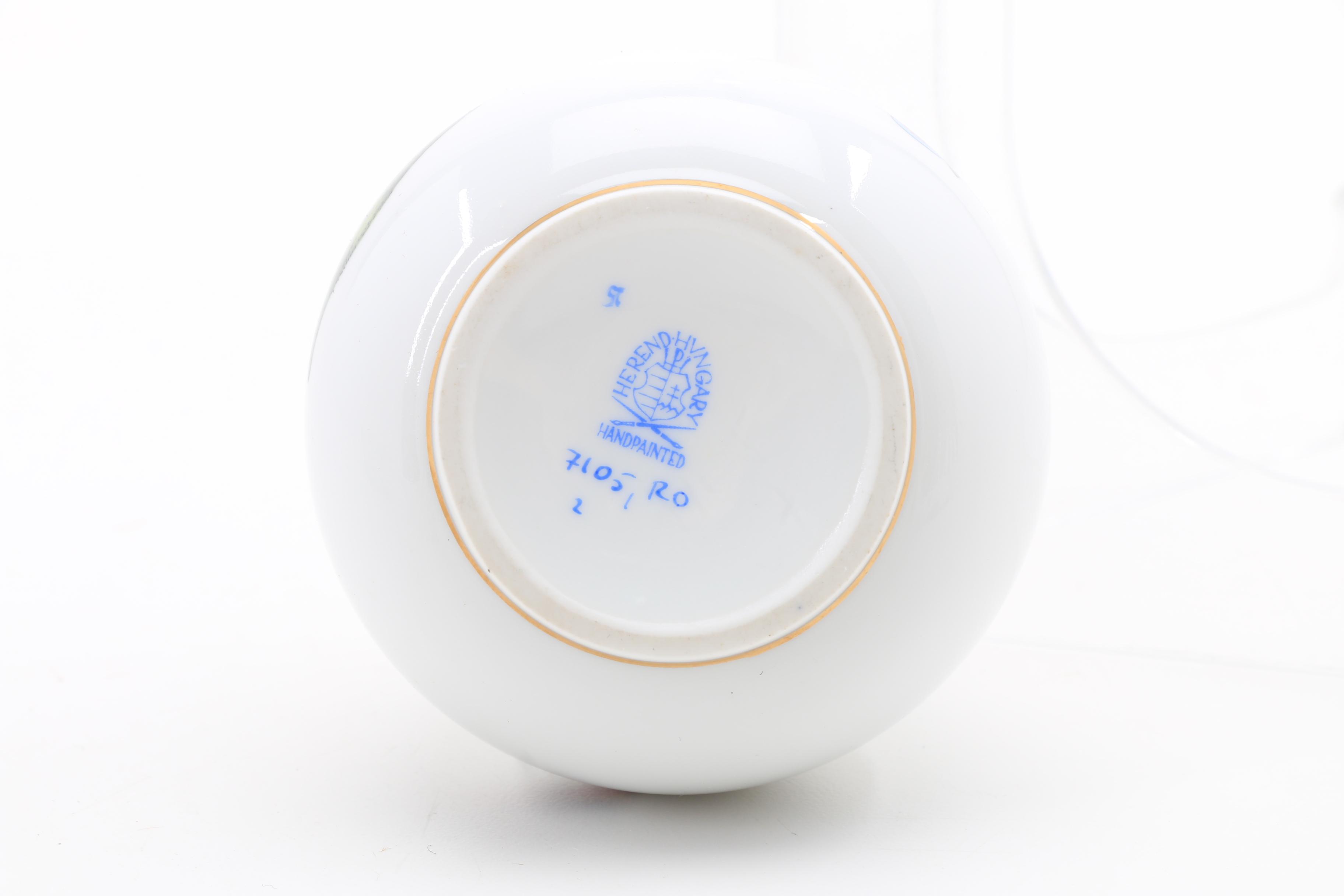 Herend "Rothschild Bird" Pair of Baskets, a Nut Bowl and a Vase