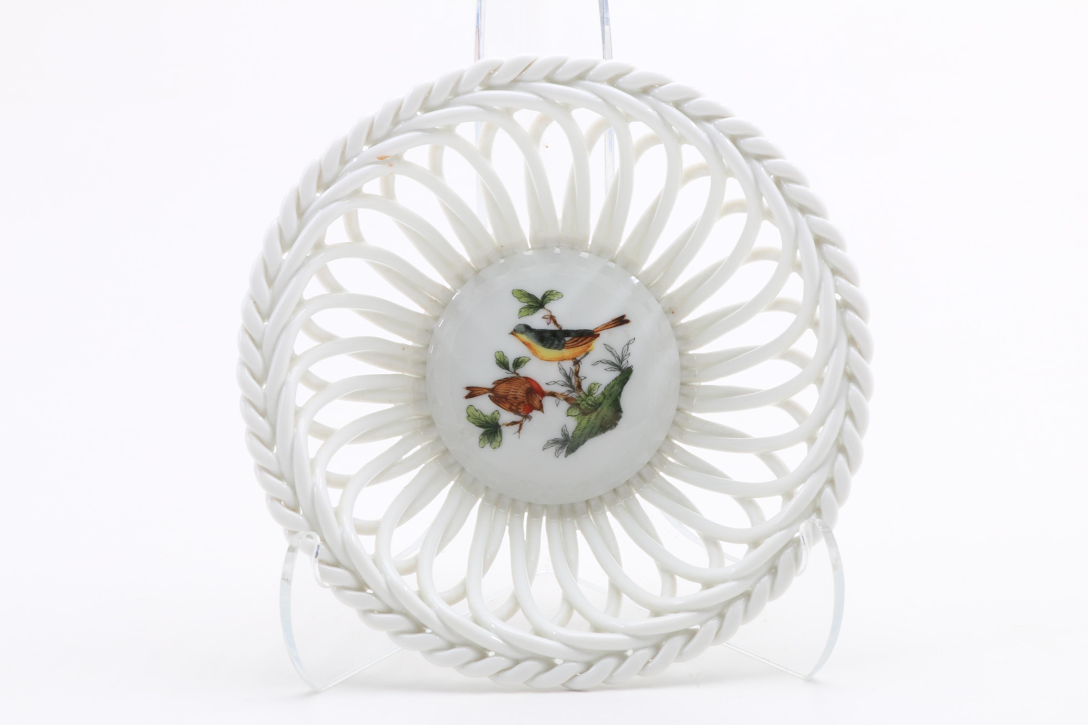 Herend "Rothschild Bird" Pair of Baskets, a Nut Bowl and a Vase