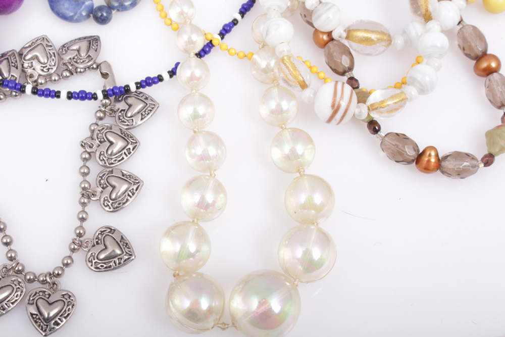Art Glass, Beaded and Costume Necklaces and Bracelets