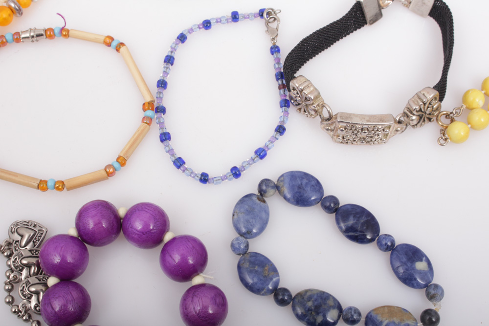 Art Glass, Beaded and Costume Necklaces and Bracelets