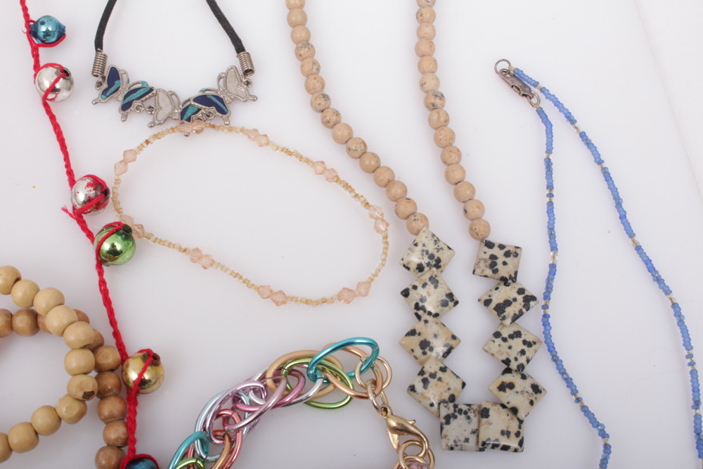 Art Glass, Beaded and Costume Necklaces and Bracelets